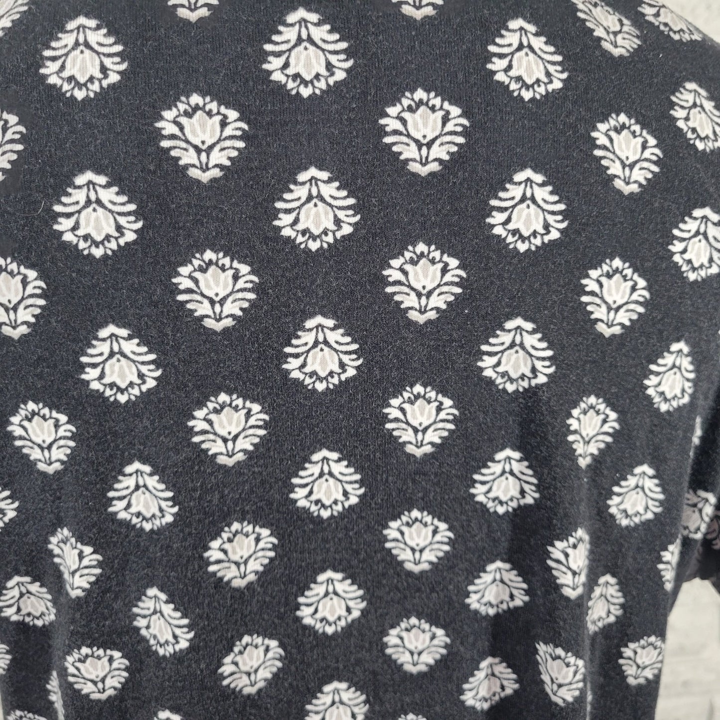 Croft Barrow Womens Top Extra Large XL Tee Black Floral Cotton Classic Comfy