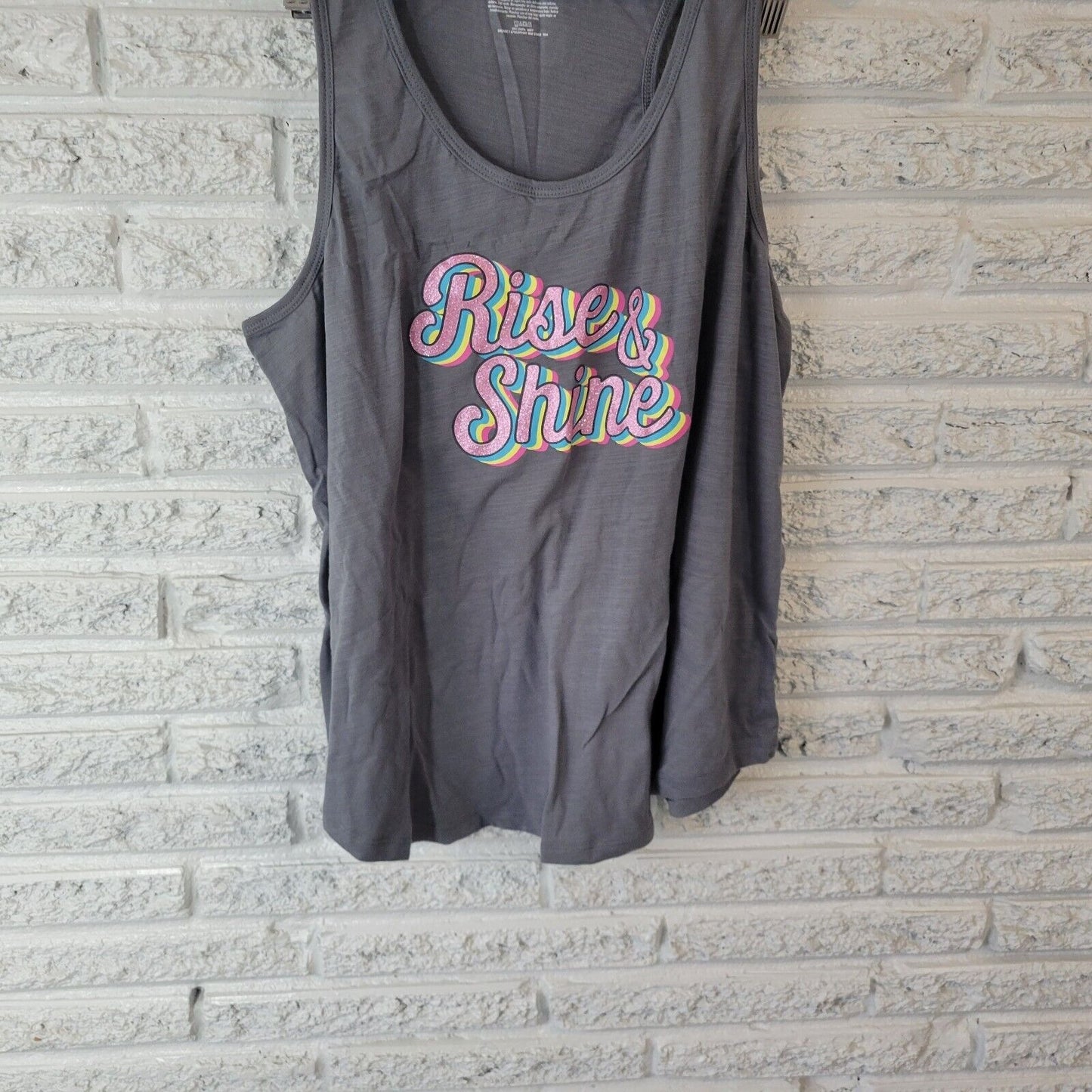 Secret Treasures Womens Pajama Top XL 16 18 Tank Gray Rise and Shine Loungewear