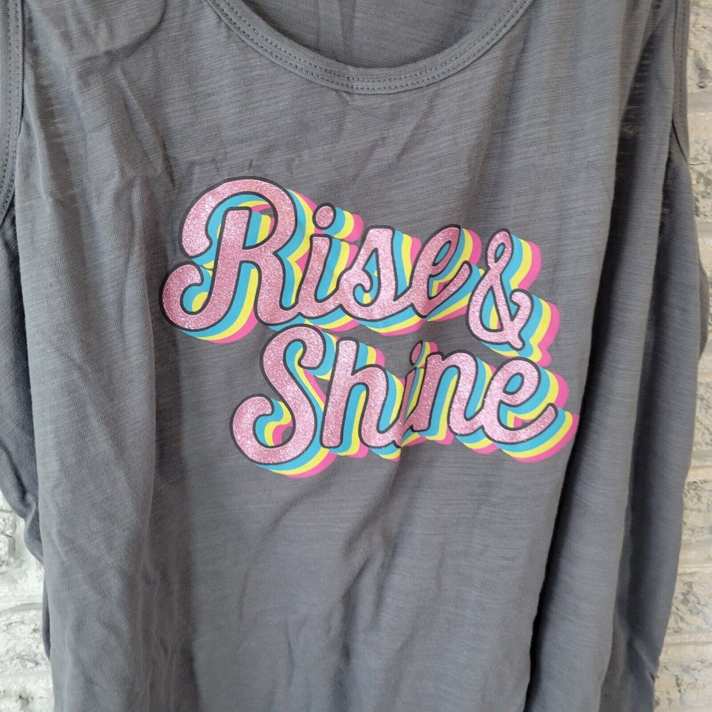 Secret Treasures Womens Pajama Top XL 16 18 Tank Gray Rise and Shine Loungewear