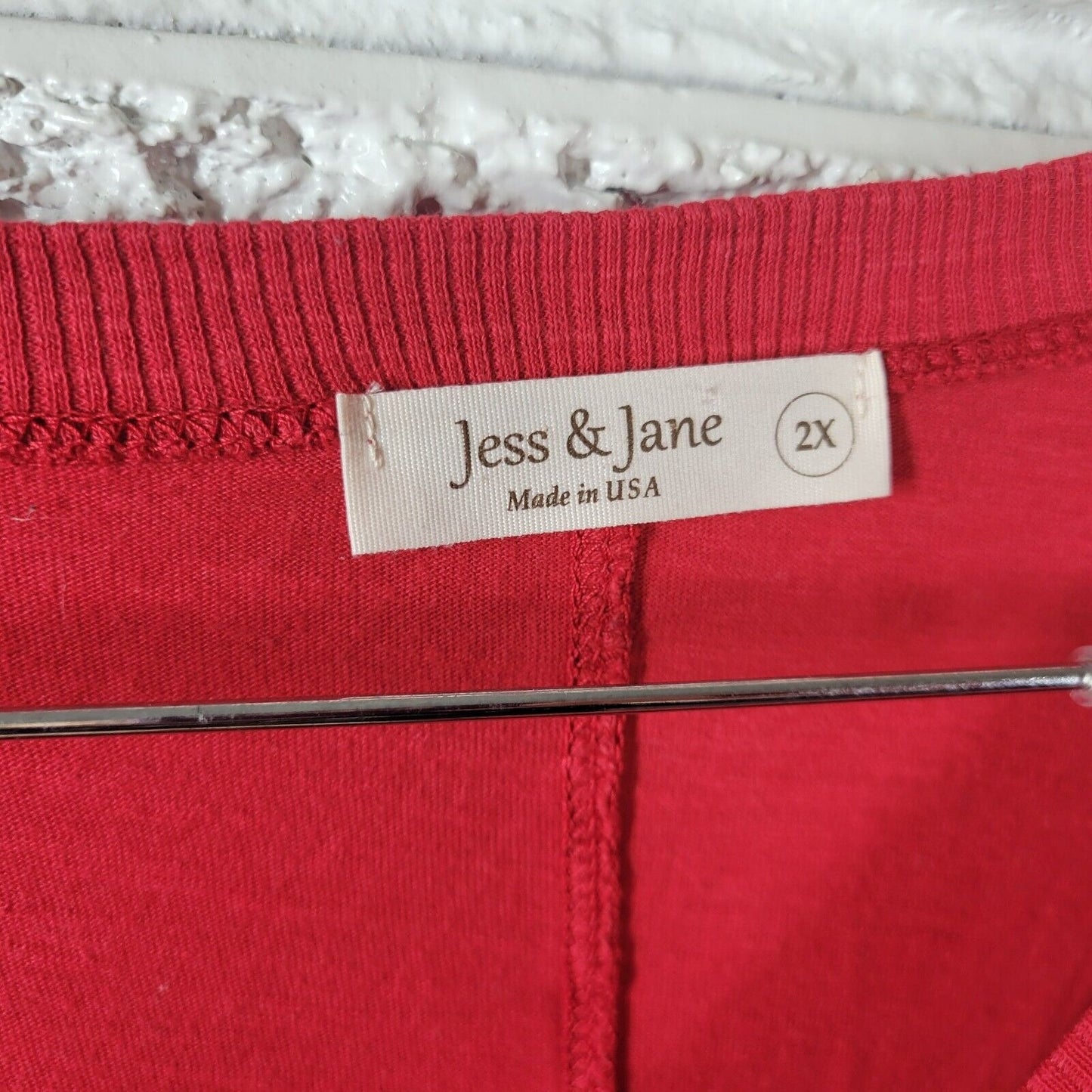 Christmas Jess Jane Womens Top 2X Tee Long Sleeve Poodle Terrier Dog Red Cotton