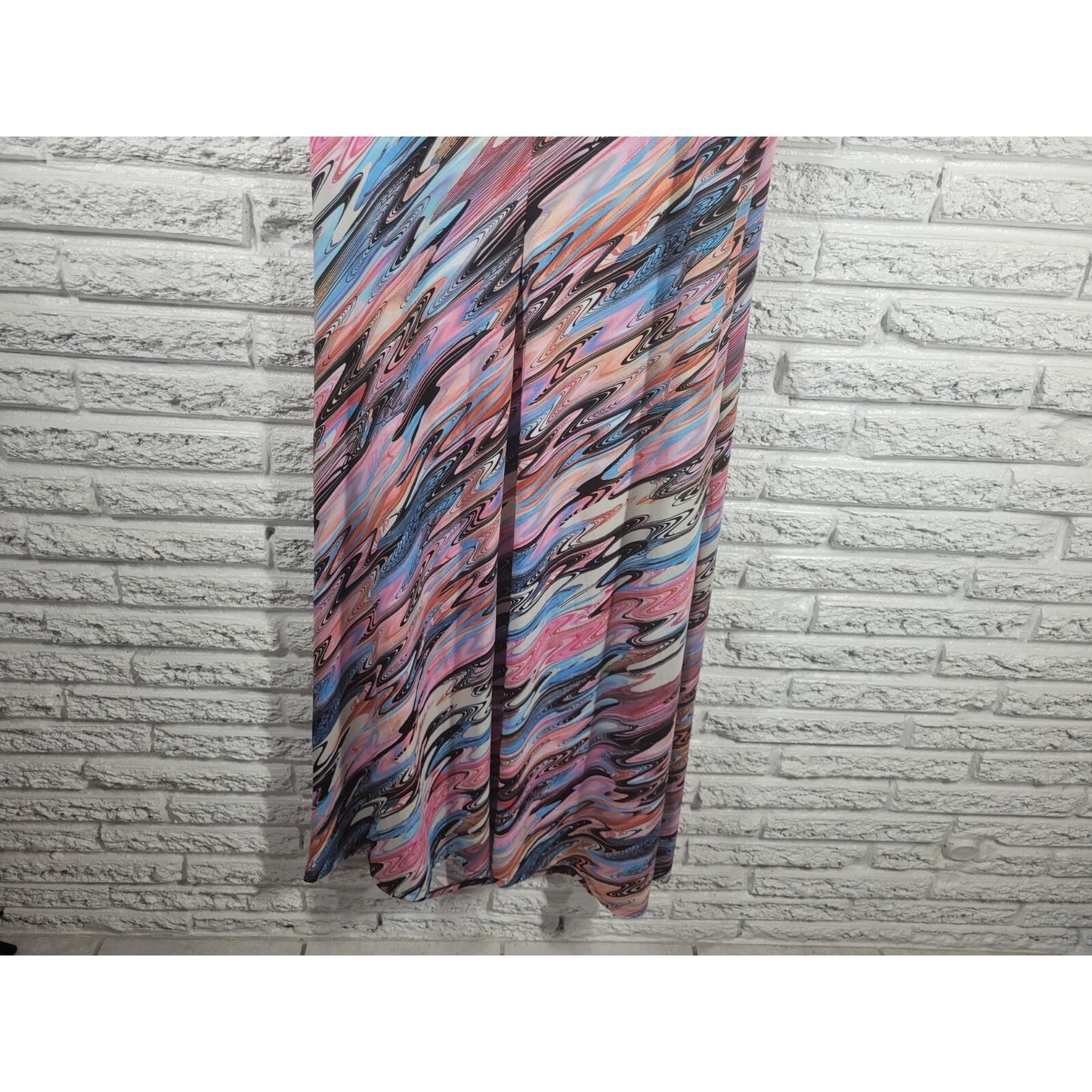 Avenue Womens Dress 22 24 Plus Cap Sleeve Pink Swirl Watercolor Poly Blend