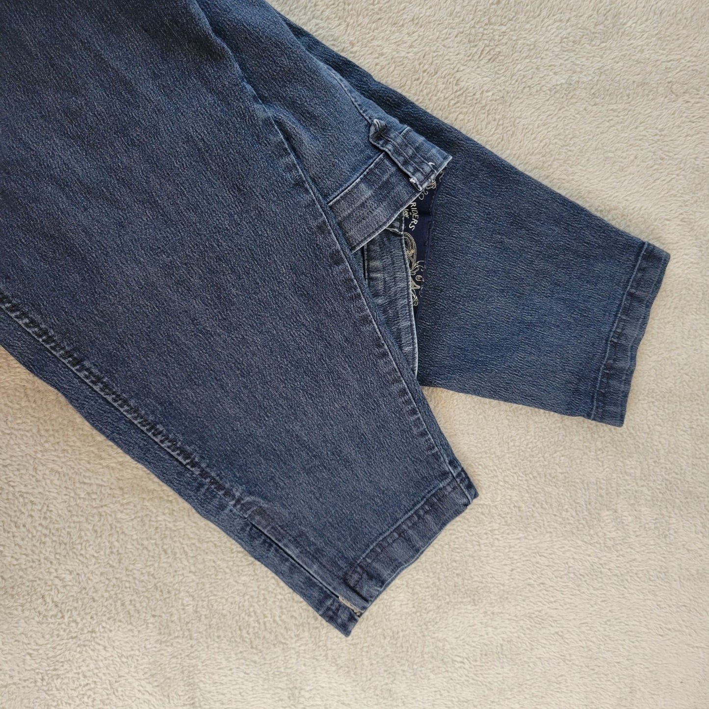 Riders Lee Womens Jeans 18 Plus Capri Zip Fly Dark Blue Denim Wash Tapered Comfy