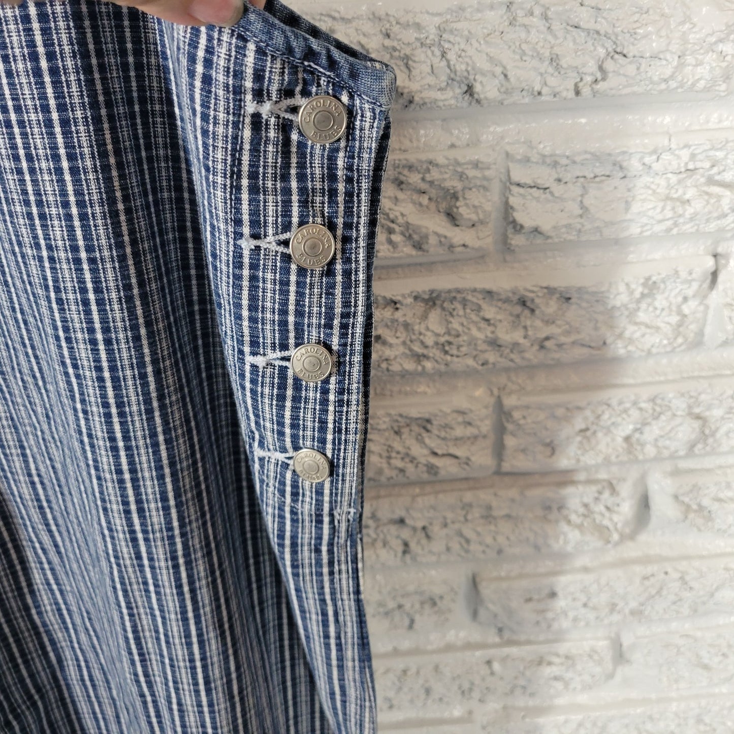 Carolina Blues Womens Dress 18 Plus Sleeveless Side Buttons Blue Stripe Cotton