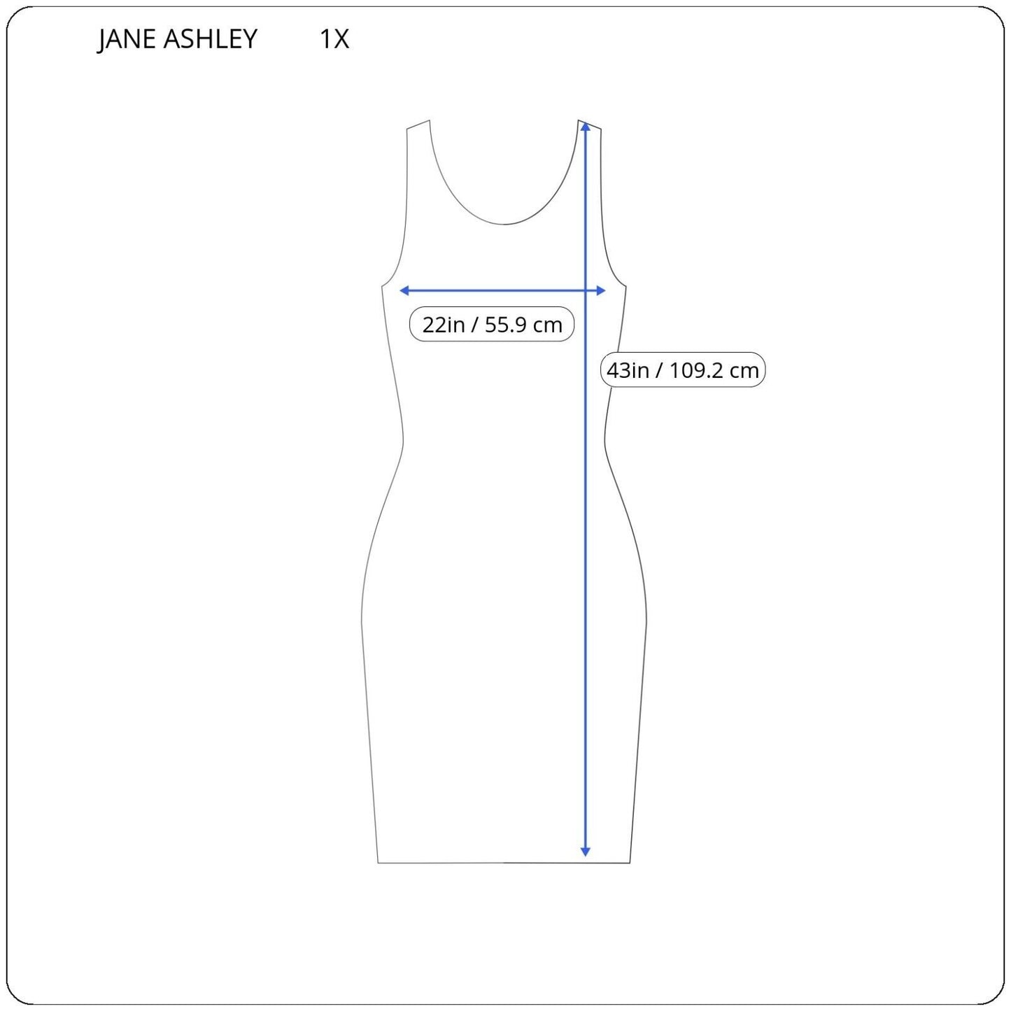 Jane Ashley Women Dress 1X Plus Sleeveless Blue Flip Flops Summer Pockets Cotton