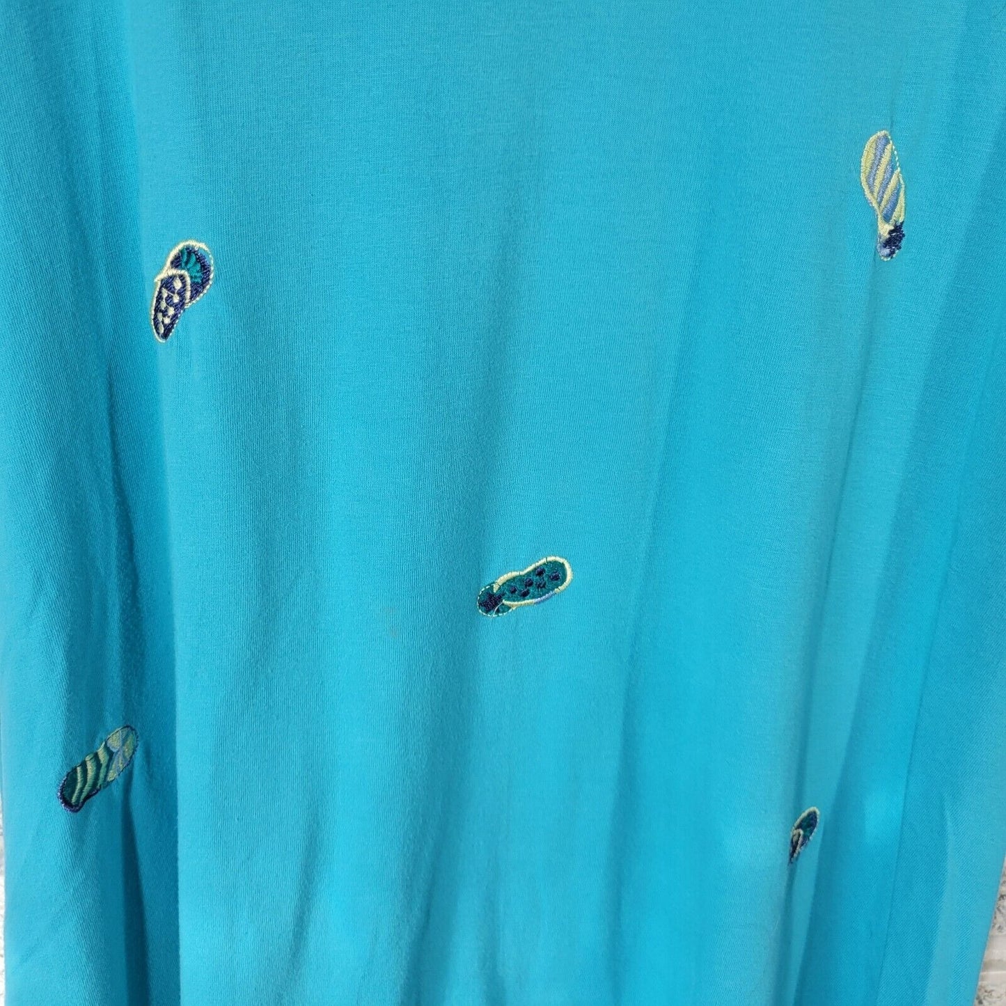 Jane Ashley Women Dress 1X Plus Sleeveless Blue Flip Flops Summer Pockets Cotton