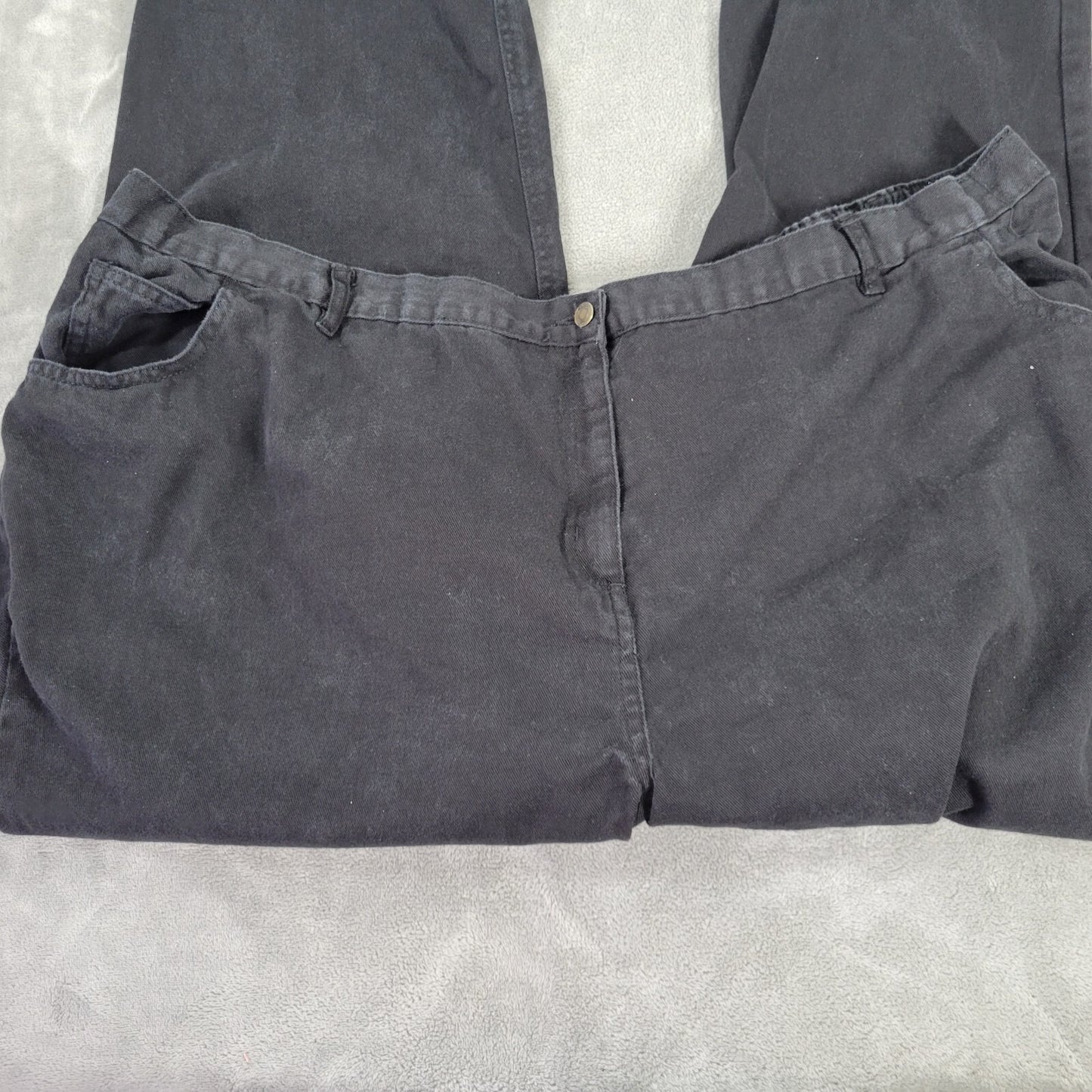 Woman Within Womens Jeans 34W Plus Straight Leg Black Denim Cotton Zip Fly Comfy