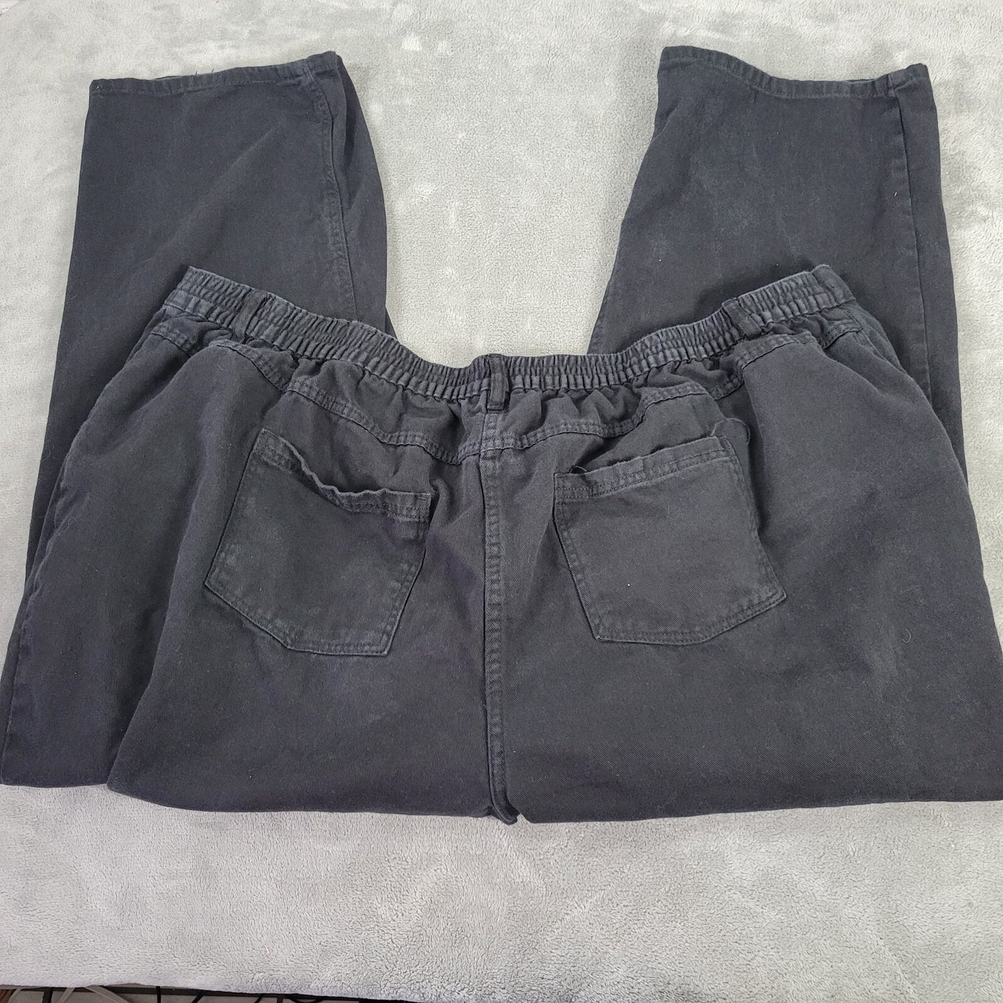 Woman Within Womens Jeans 34W Plus Straight Leg Black Denim Cotton Zip Fly Comfy