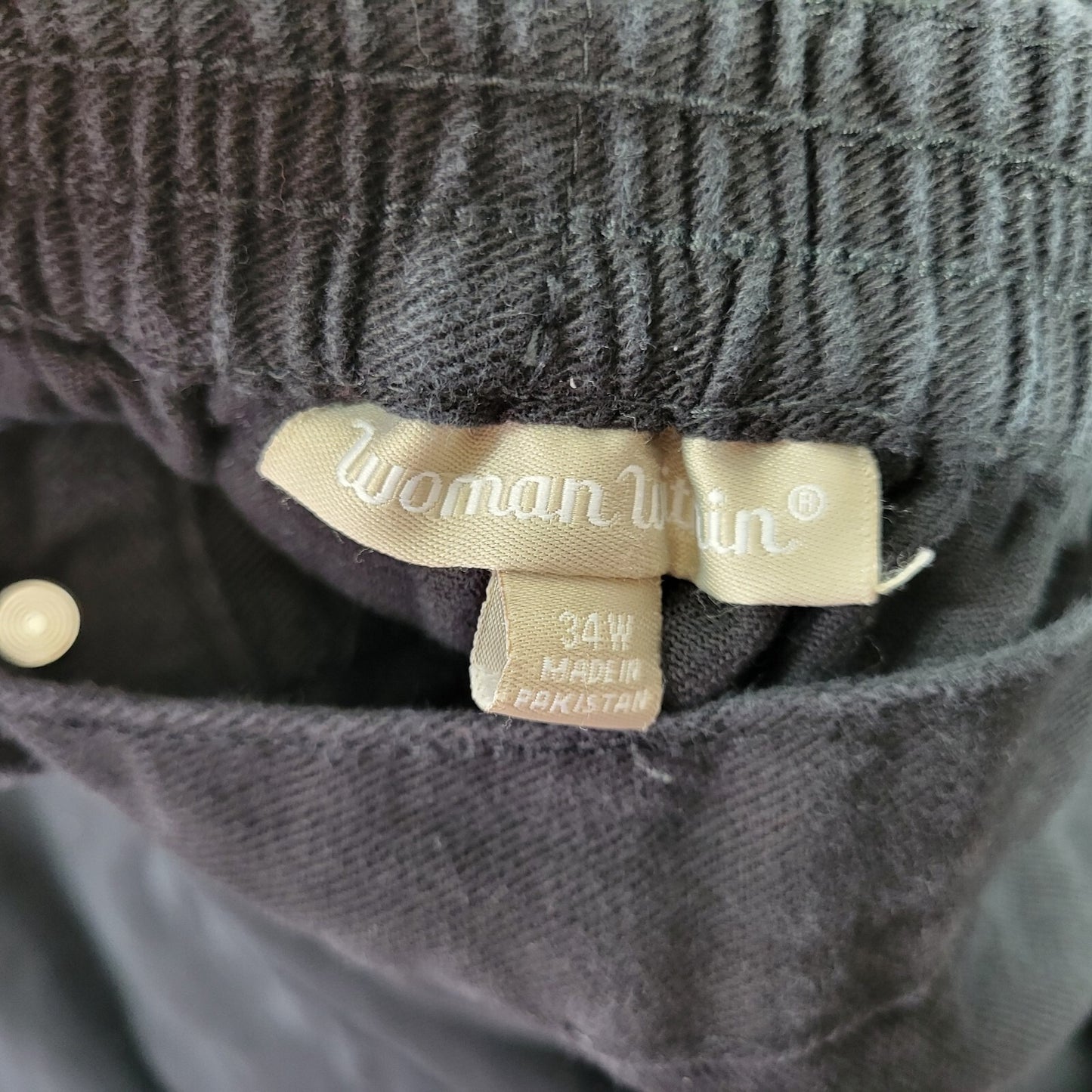 Woman Within Womens Jeans 34W Plus Straight Leg Black Denim Cotton Zip Fly Comfy