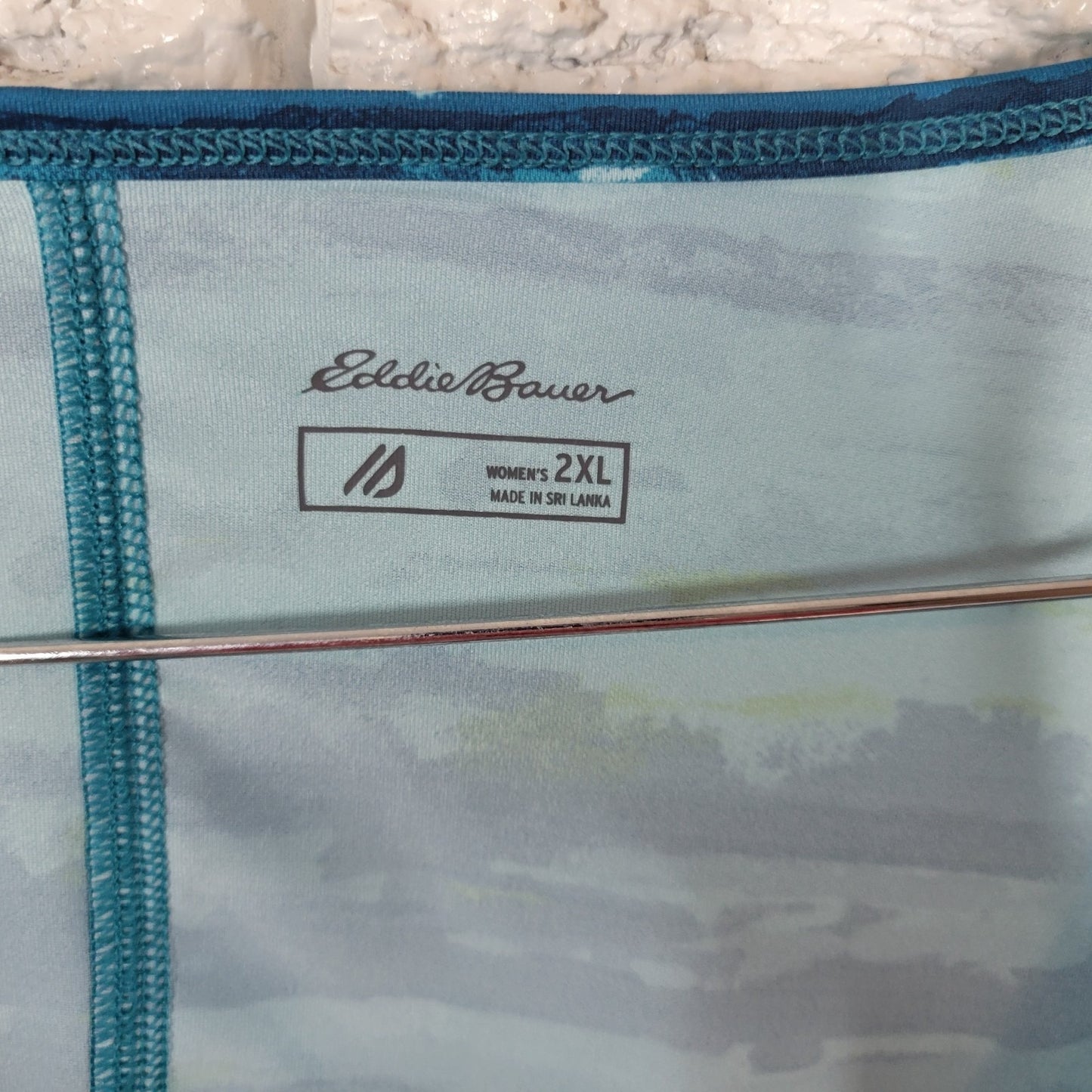 Eddie Bauer Womens Top 2XL Plus Tank Blue Watercolor Poly Blend Lightweight