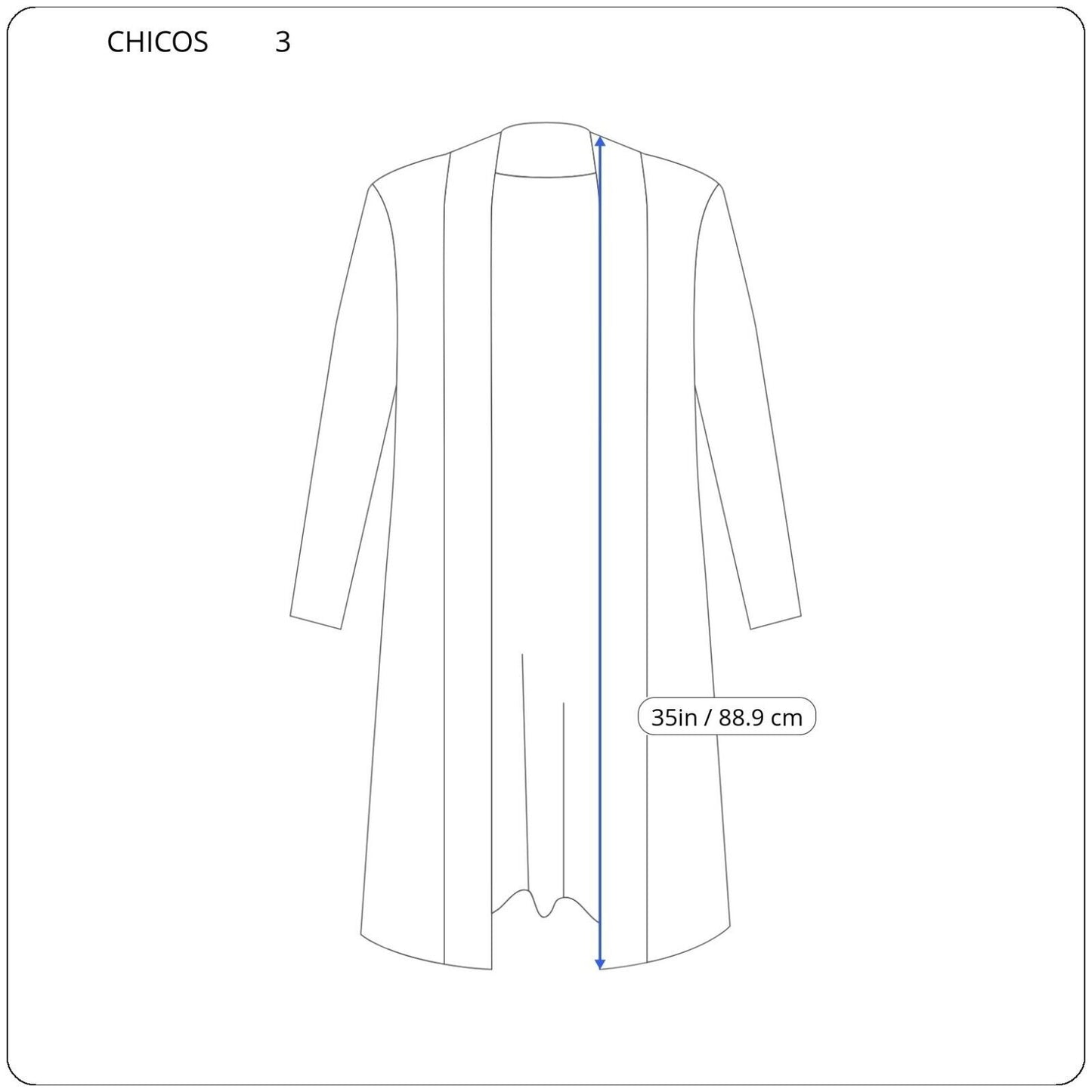 Chicos Womens Top 3 Standard XL Cardigan Knit Open LIghtweight Blue Geometric