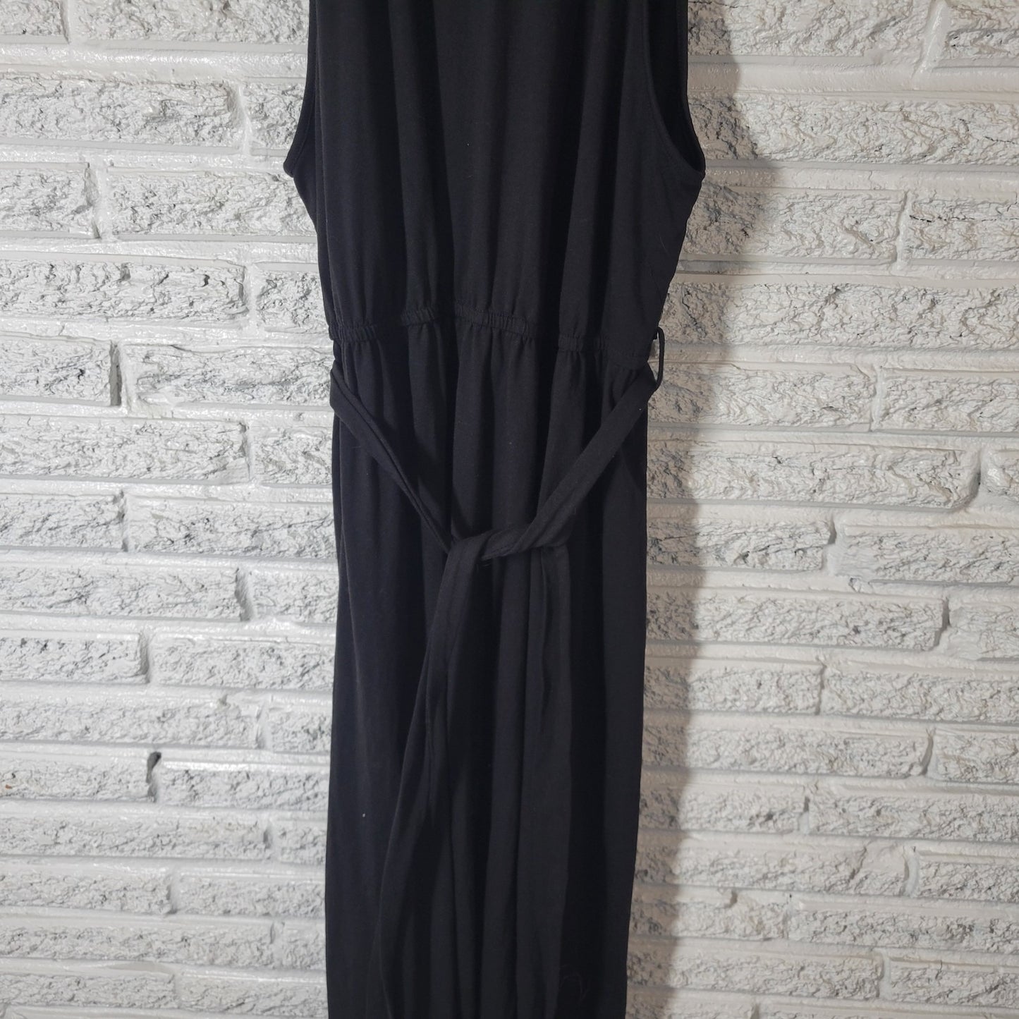 Shein Curve Womens Dress 3XL Plus Halter Faux Wrap Sleeveless Sash Black Pleated