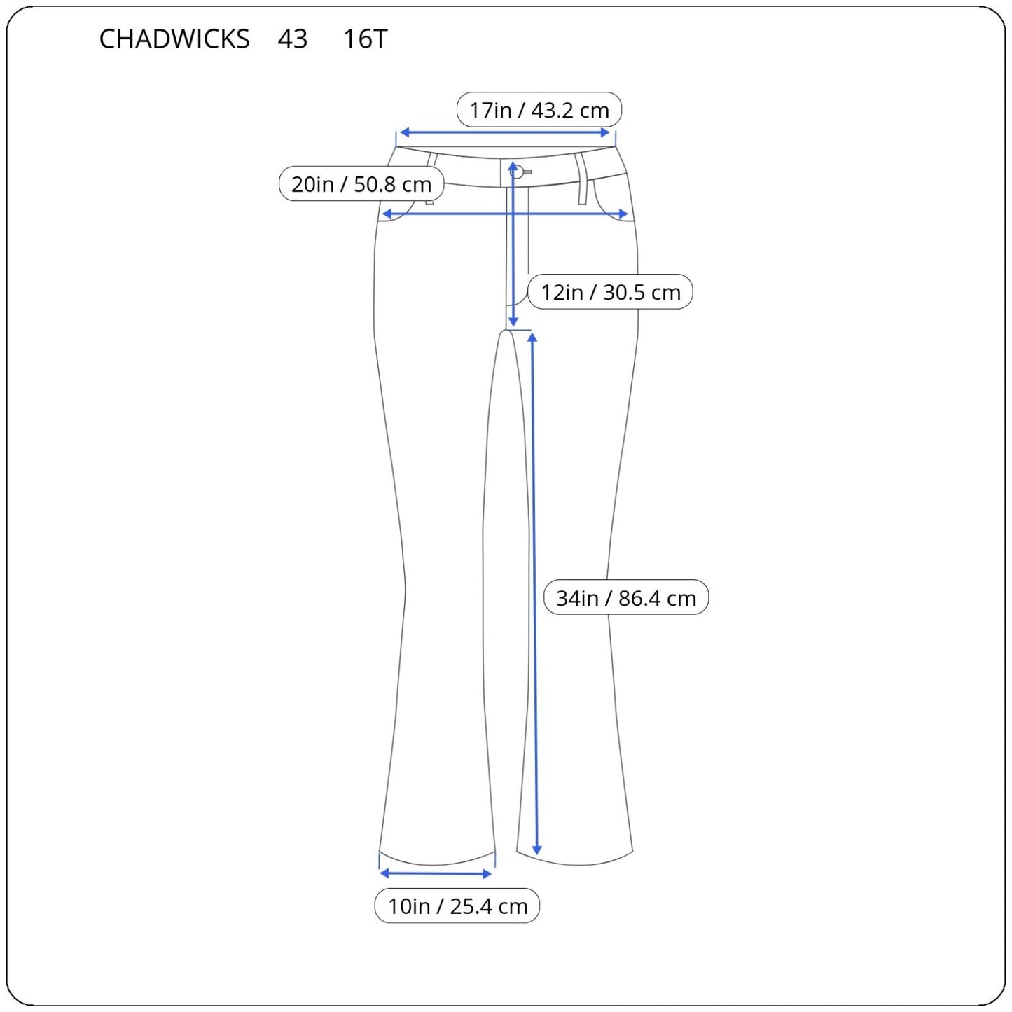 Chadwicks Womens Jeans 16T Tall Boot Cut Dark Blue Denim Wash Cotton Pockets