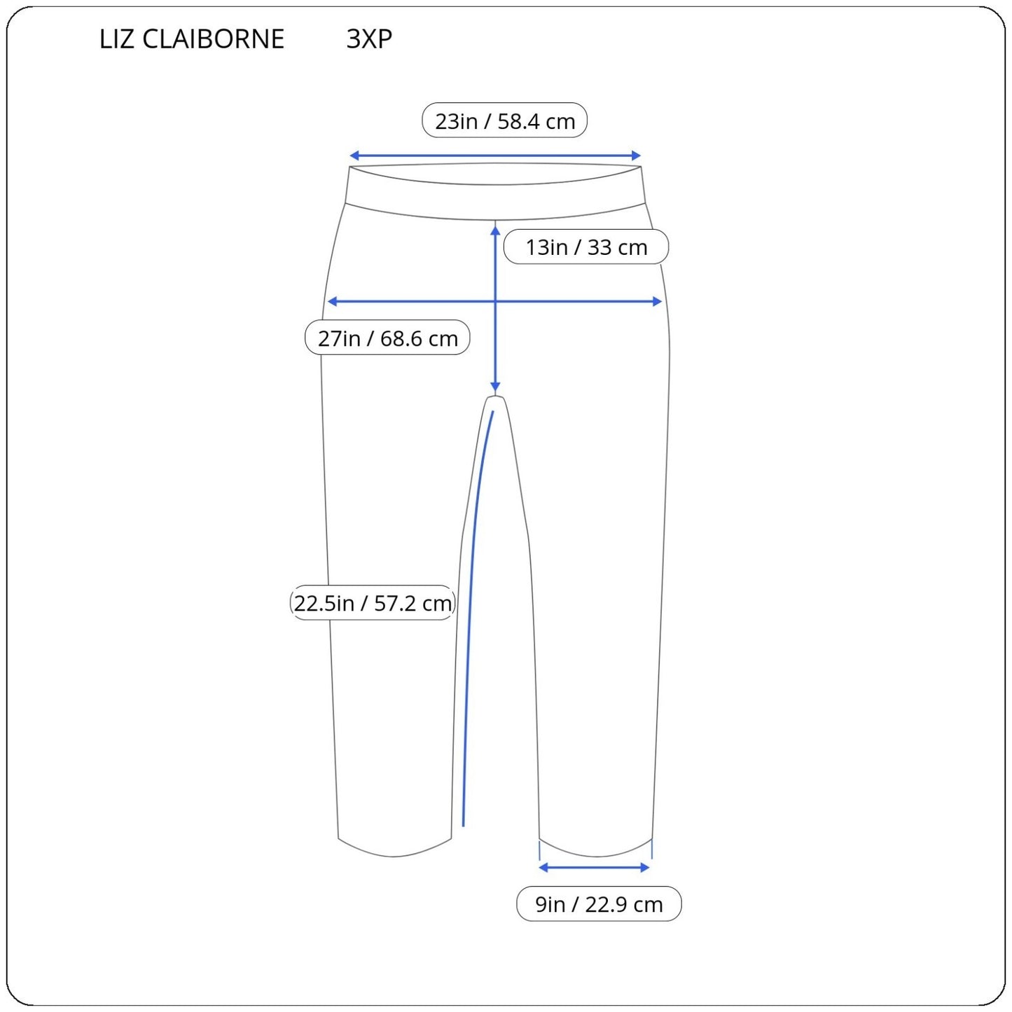 Liz Claiborne Womens Pants 3XP Plus Petite Capri Blue Cotton Blend Comfy Casual