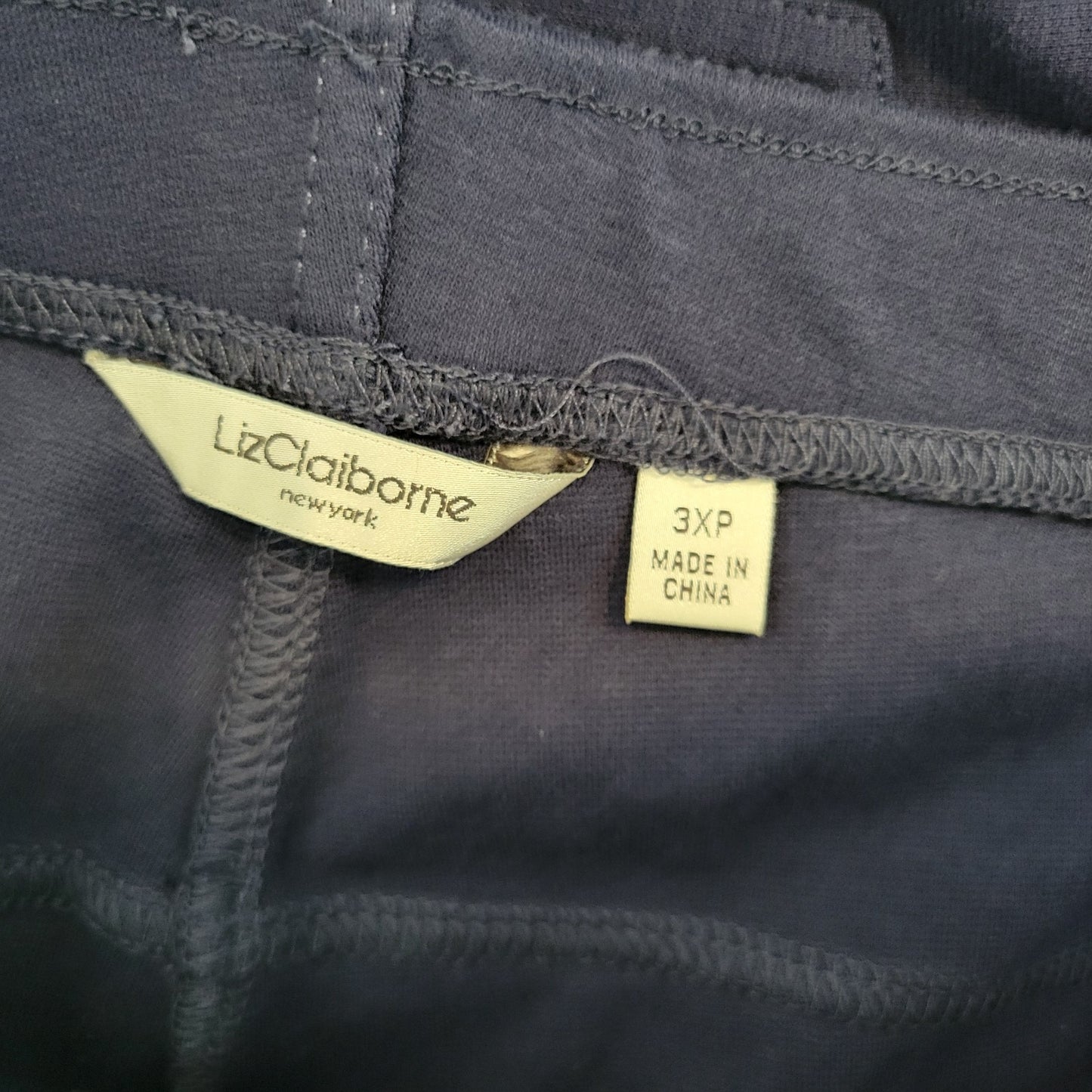 Liz Claiborne Womens Pants 3XP Plus Petite Capri Blue Cotton Blend Comfy Casual