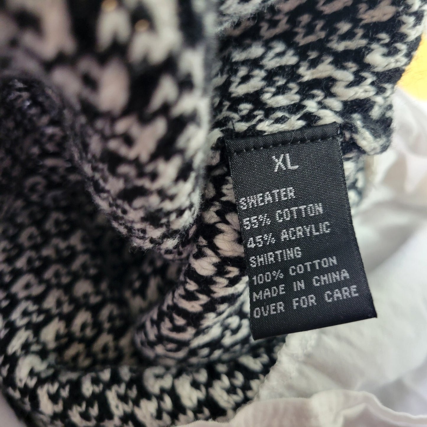 AB Studio Womens Sweater XL Black White Marled Shirt Hem Comfy Cotton Blend