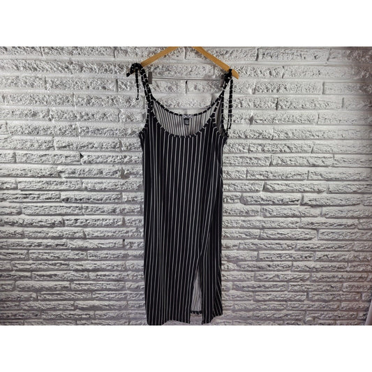 Belle Tweed Womens Dress 1X Slip Spaghetti Strap Black Stripe Poly Blend Slit