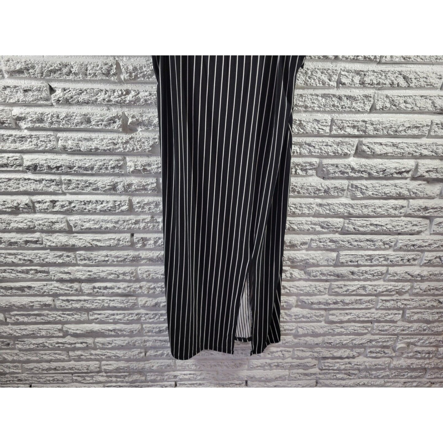 Belle Tweed Womens Dress 1X Slip Spaghetti Strap Black Stripe Poly Blend Slit