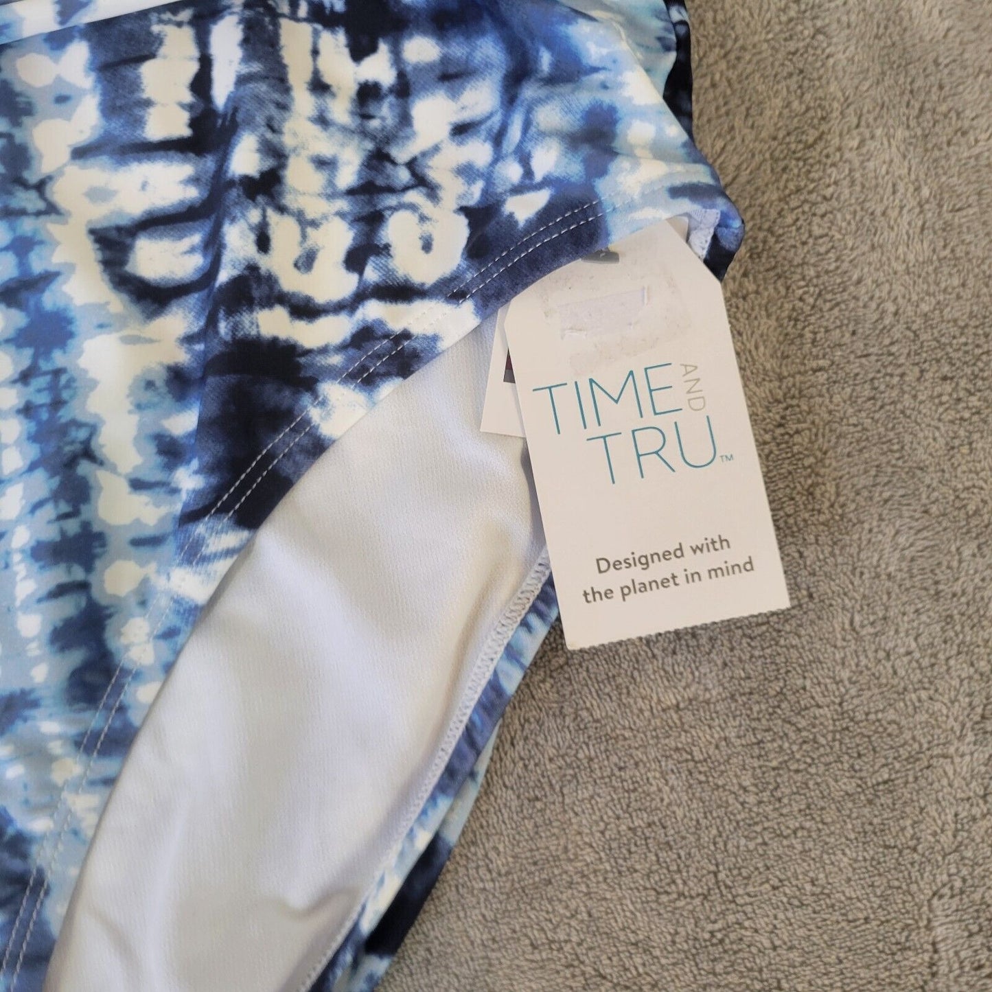 Time Tru Womens Swim Bikini Bottom 2X 20W 22W Plus Blue Tie Dye Comfy New