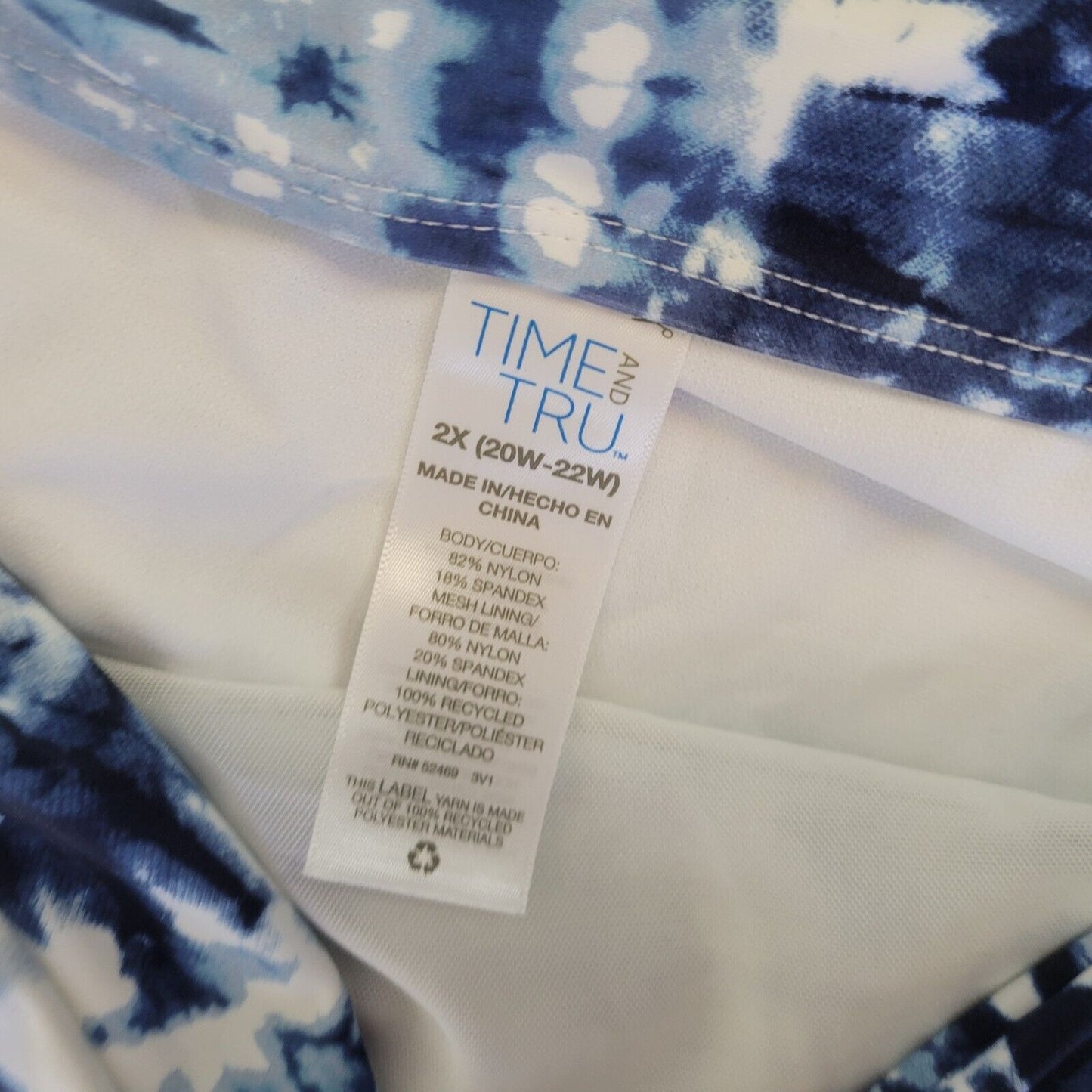 Time Tru Womens Swim Bikini Bottom 2X 20W 22W Plus Blue Tie Dye Comfy New