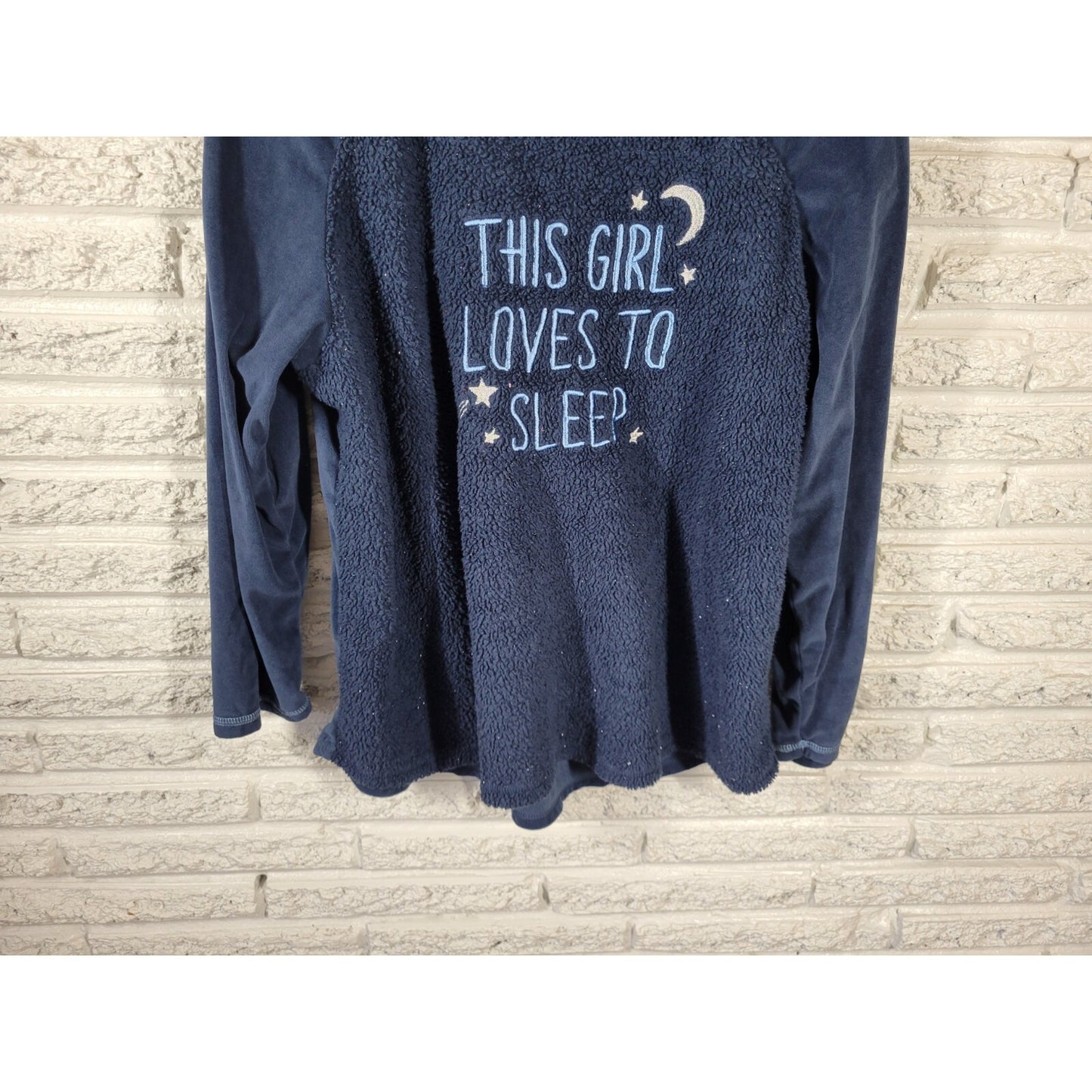 Secret Treasures Women Top 2X Plus Pajama Blue Fleece This Girl Loves to Sleep