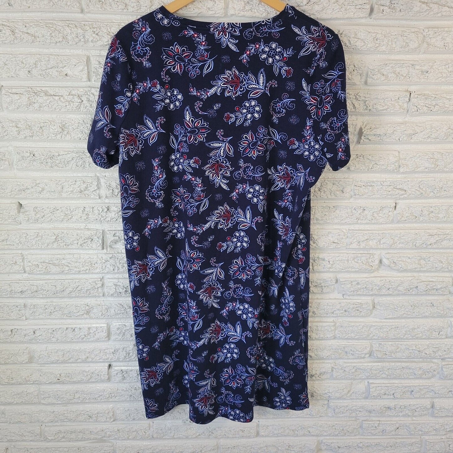 Kim Rogers Womens Dress XL Perfectly Soft Mini Blue Red Floral Cotton Comfy