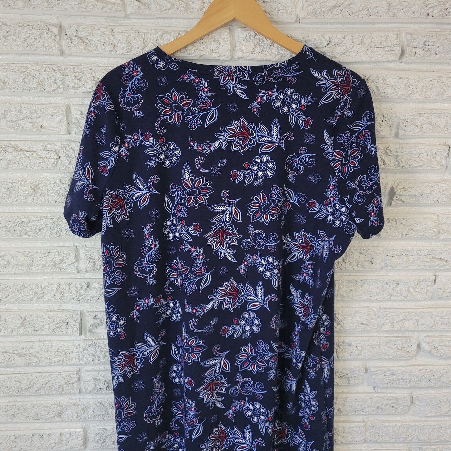 Kim Rogers Womens Dress XL Perfectly Soft Mini Blue Red Floral Cotton Comfy