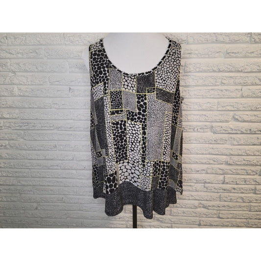 Alfani Womens Top 0X Plus with Tank Gray Geometric Boat Chain Neck Asymmetric