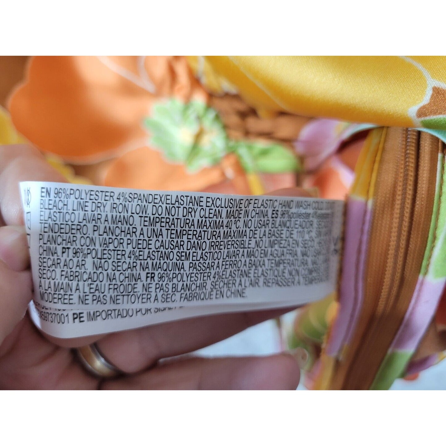 Forever 21 Women Top 1X Plus Crop Boho Festival Orange Floral Side Zip Tie Front