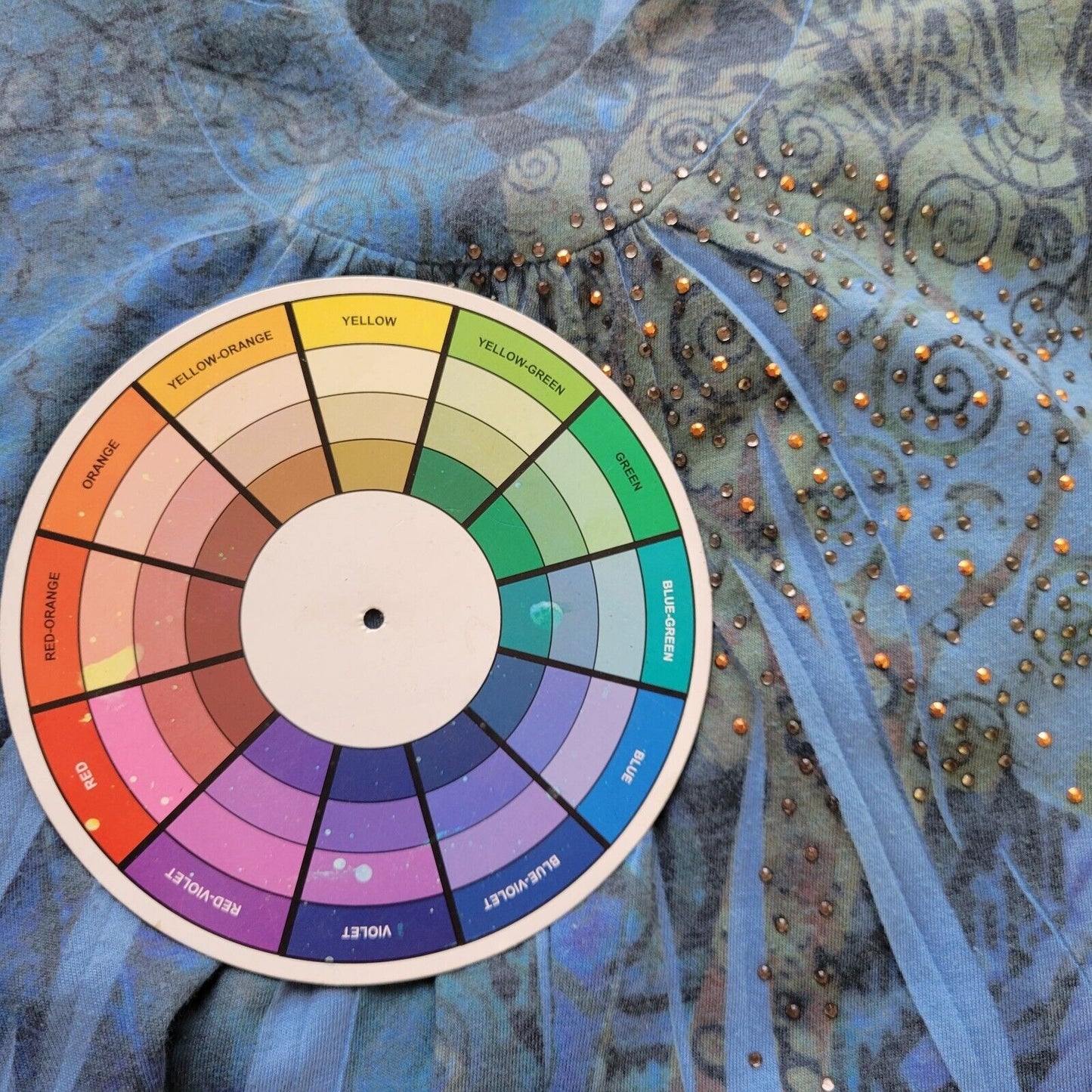 Westbound Womens Top Extra Large XL Tunic Blue Geometric Lightweight Studded