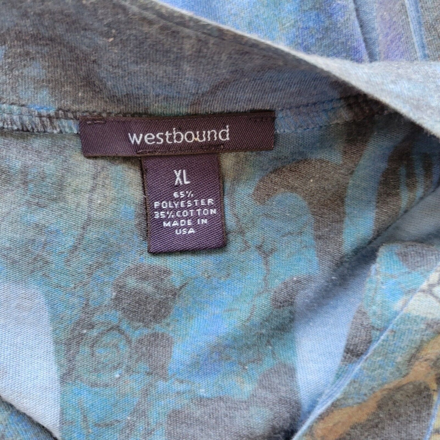 Westbound Womens Top Extra Large XL Tunic Blue Geometric Lightweight Studded