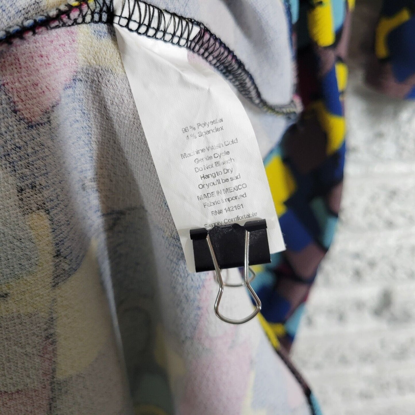 Lularoe Women Dress 3XL Plus Fit Flare Blue Red Geometric Knit Poly Blend Comfy