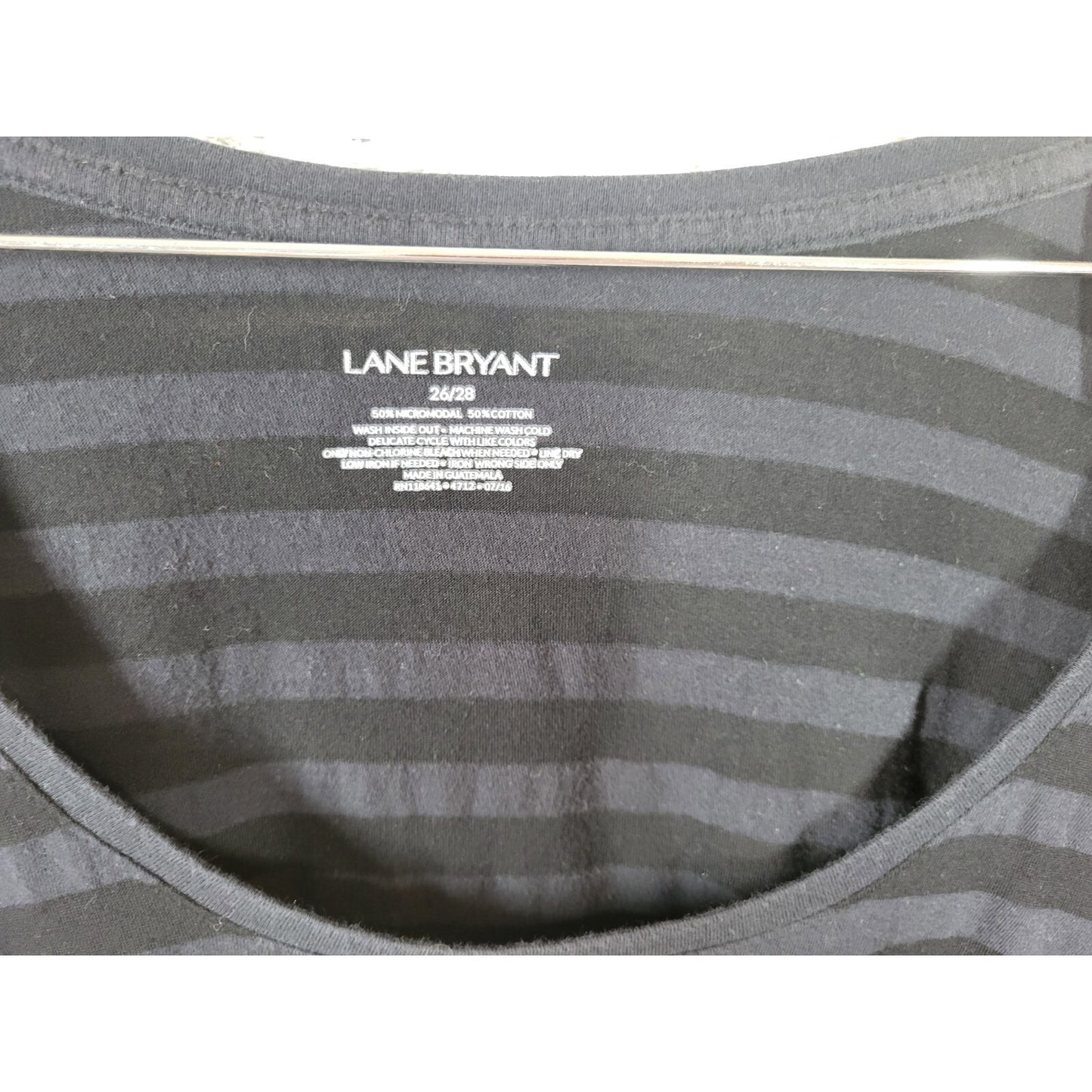 Lane Bryant Womens Top 26 28 Plus Tee 3/4 Sleeve Cotton Black Rock Star Glitter