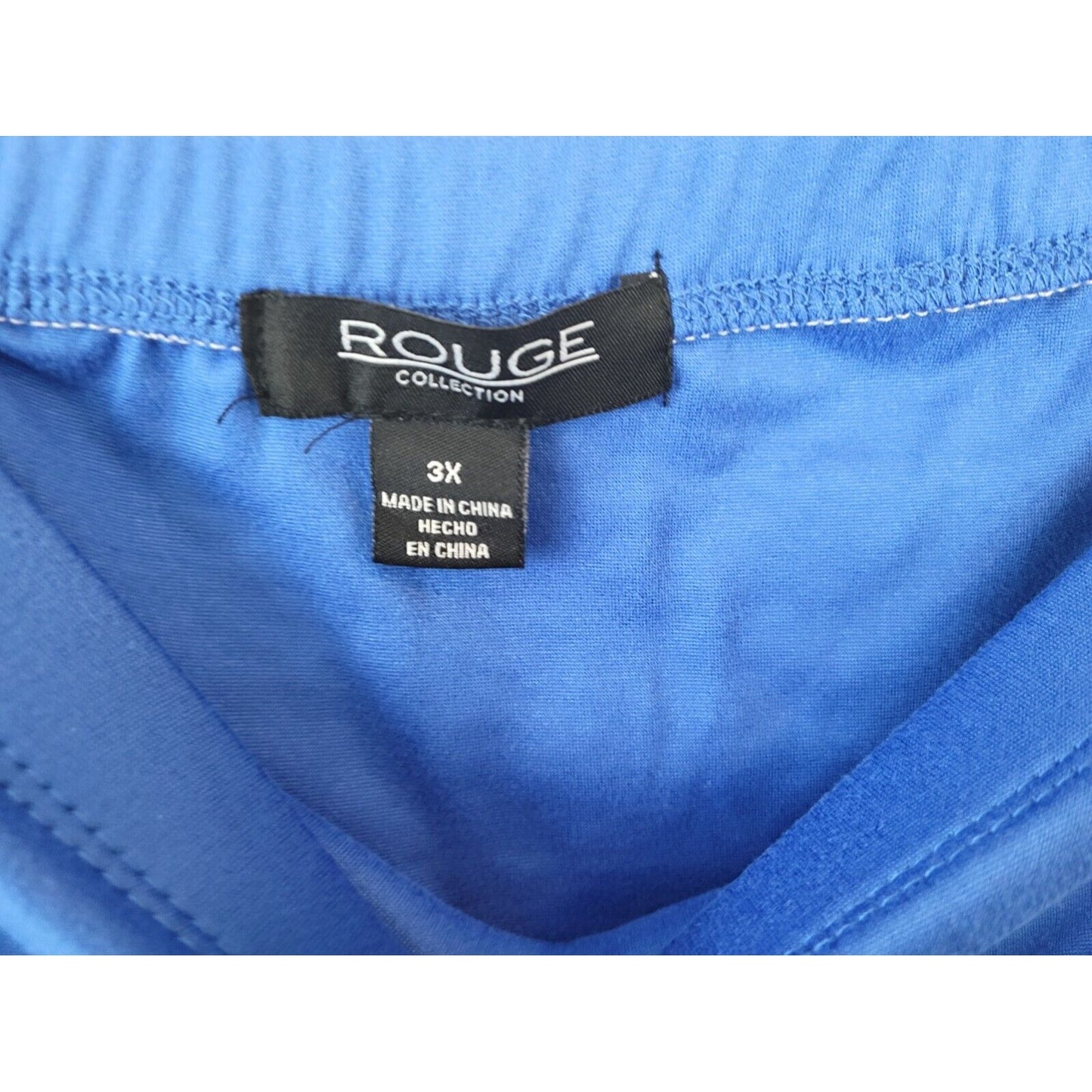 Rouge Womens Jumpsuit 3X Plus Sleeveless Tapered Ruched Pullover Polyester Blue