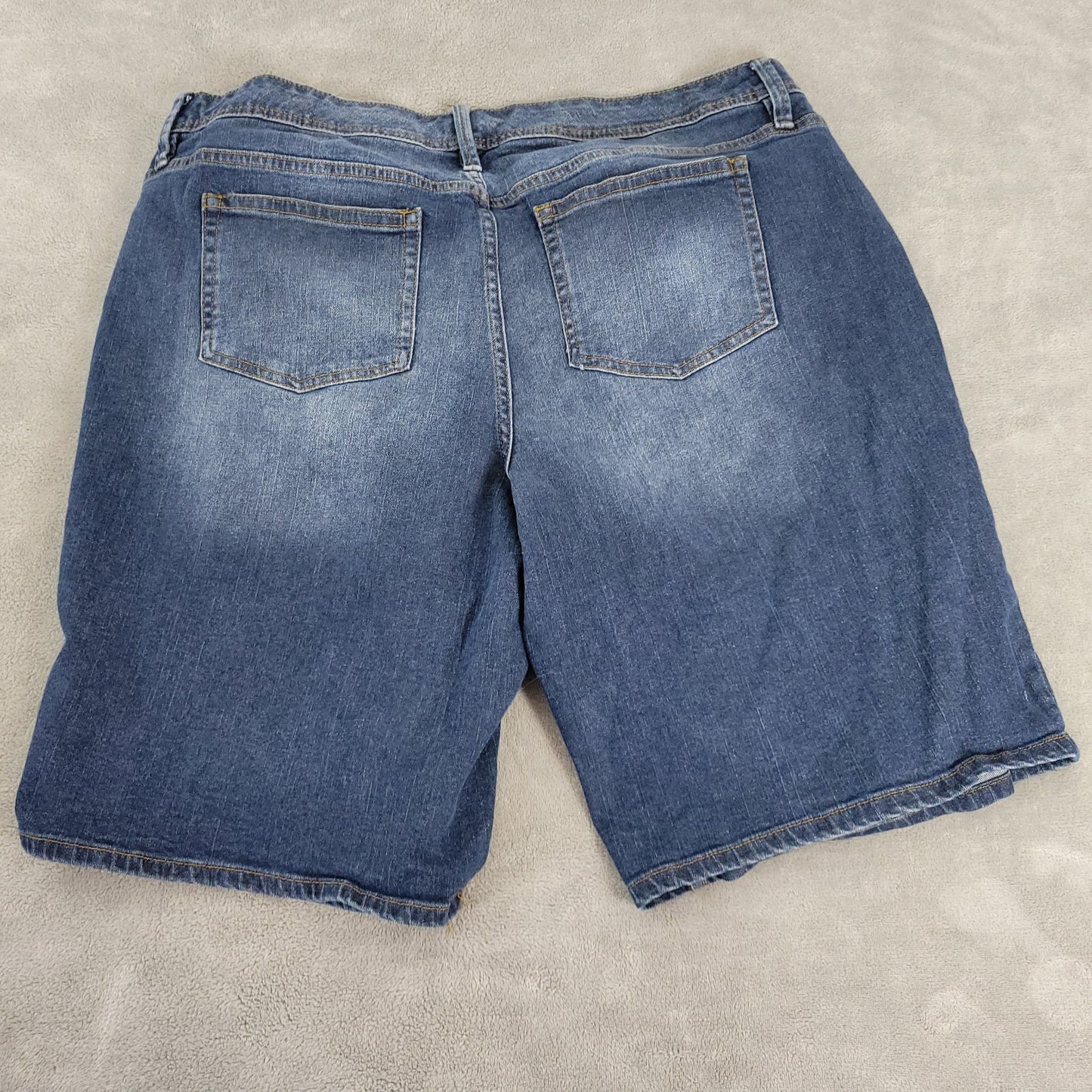 Ana Womens Shorts 20W Plus Dark Blue Denim Wash Zip Fly Cotton Blend Comfort