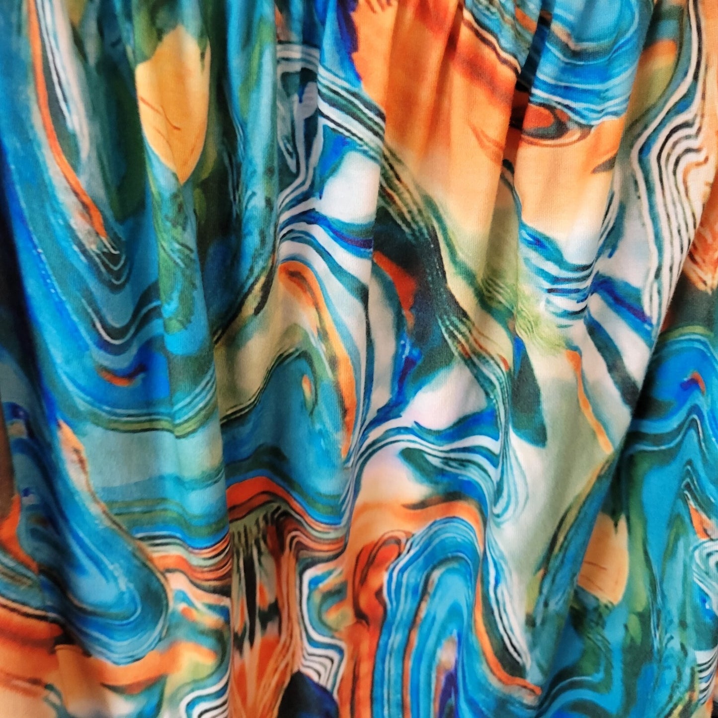 Women Top 4XL Plus Camisole Spaghetti Straps Blue Orange Watercolor Casual Comfy