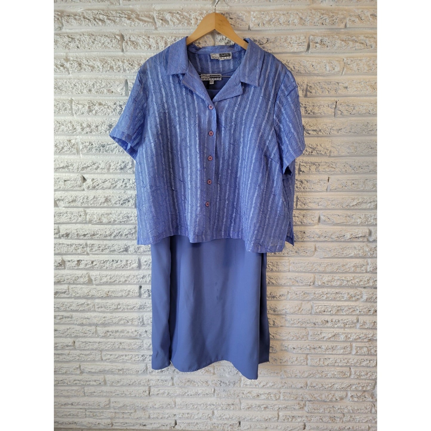 CM Shapes Women Dress 2XWP Plus Petite with Sheer Crepe Overlay Top Slits Blue