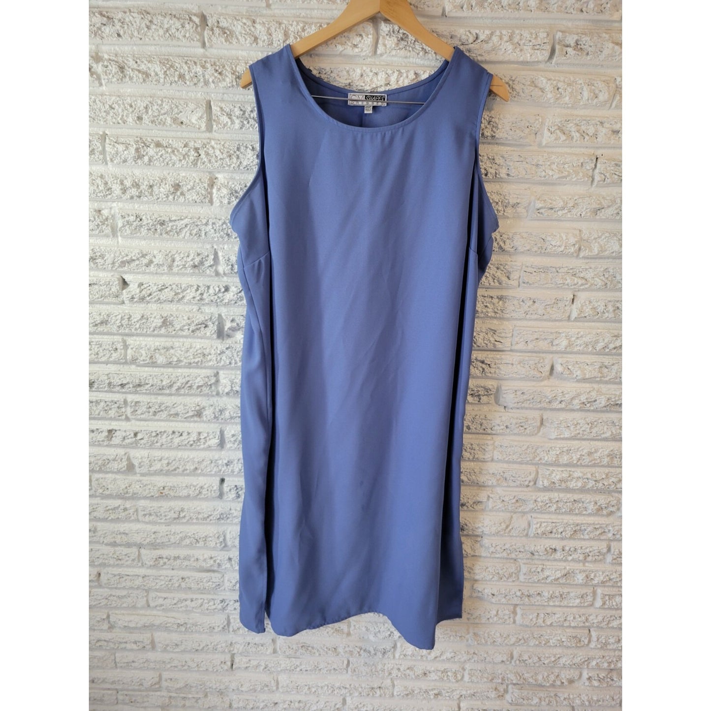 CM Shapes Women Dress 2XWP Plus Petite with Sheer Crepe Overlay Top Slits Blue