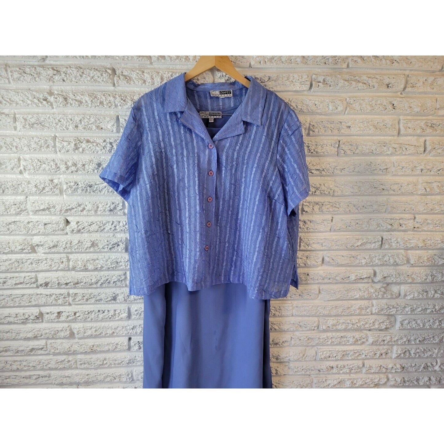 CM Shapes Women Dress 2XWP Plus Petite with Sheer Crepe Overlay Top Slits Blue