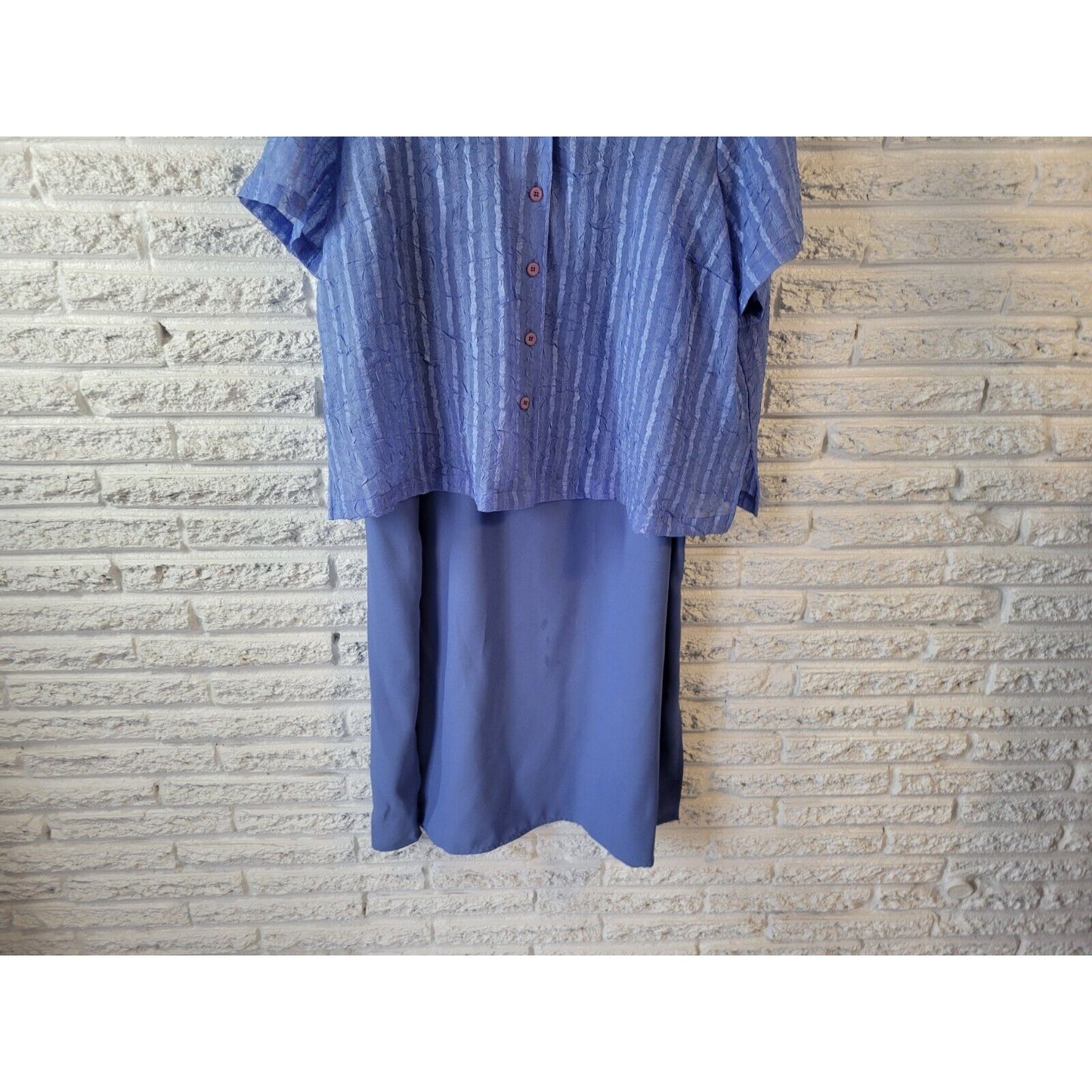 CM Shapes Women Dress 2XWP Plus Petite with Sheer Crepe Overlay Top Slits Blue