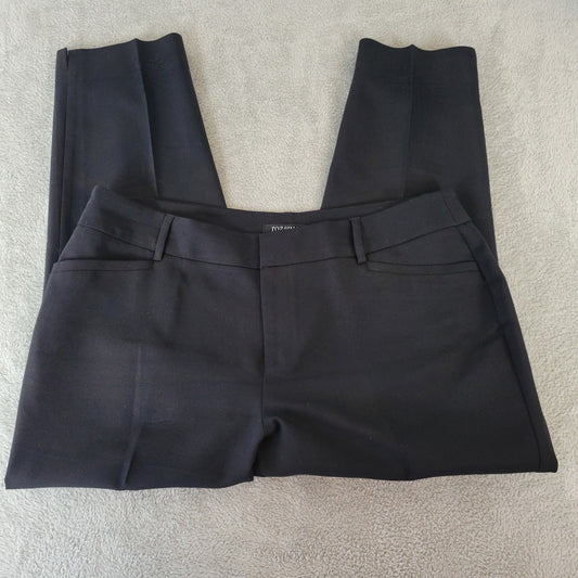 Roz Ali Womens Pants 16W Plus Cropped Zip Fly Black Cotton Blend Office Casual