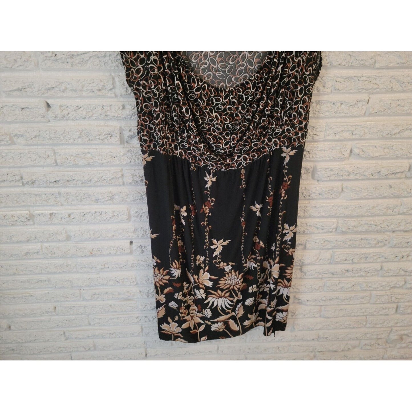 Lane Bryant Womens Dress 22W 24W Fit Flare Sleeveless Poly Blend Black Geometric