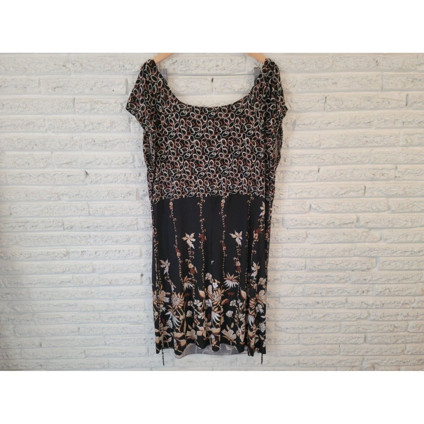 Lane Bryant Womens Dress 22W 24W Fit Flare Sleeveless Poly Blend Black Geometric