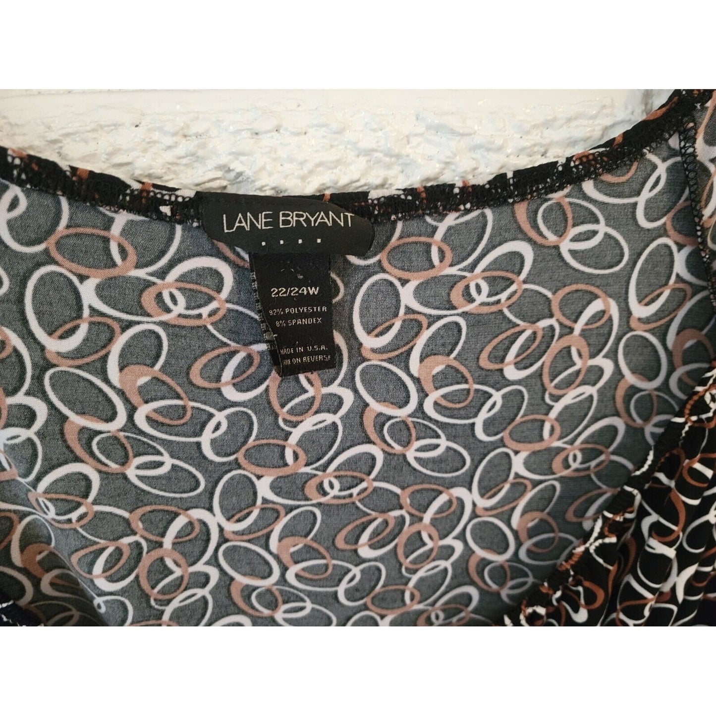 Lane Bryant Womens Dress 22W 24W Fit Flare Sleeveless Poly Blend Black Geometric