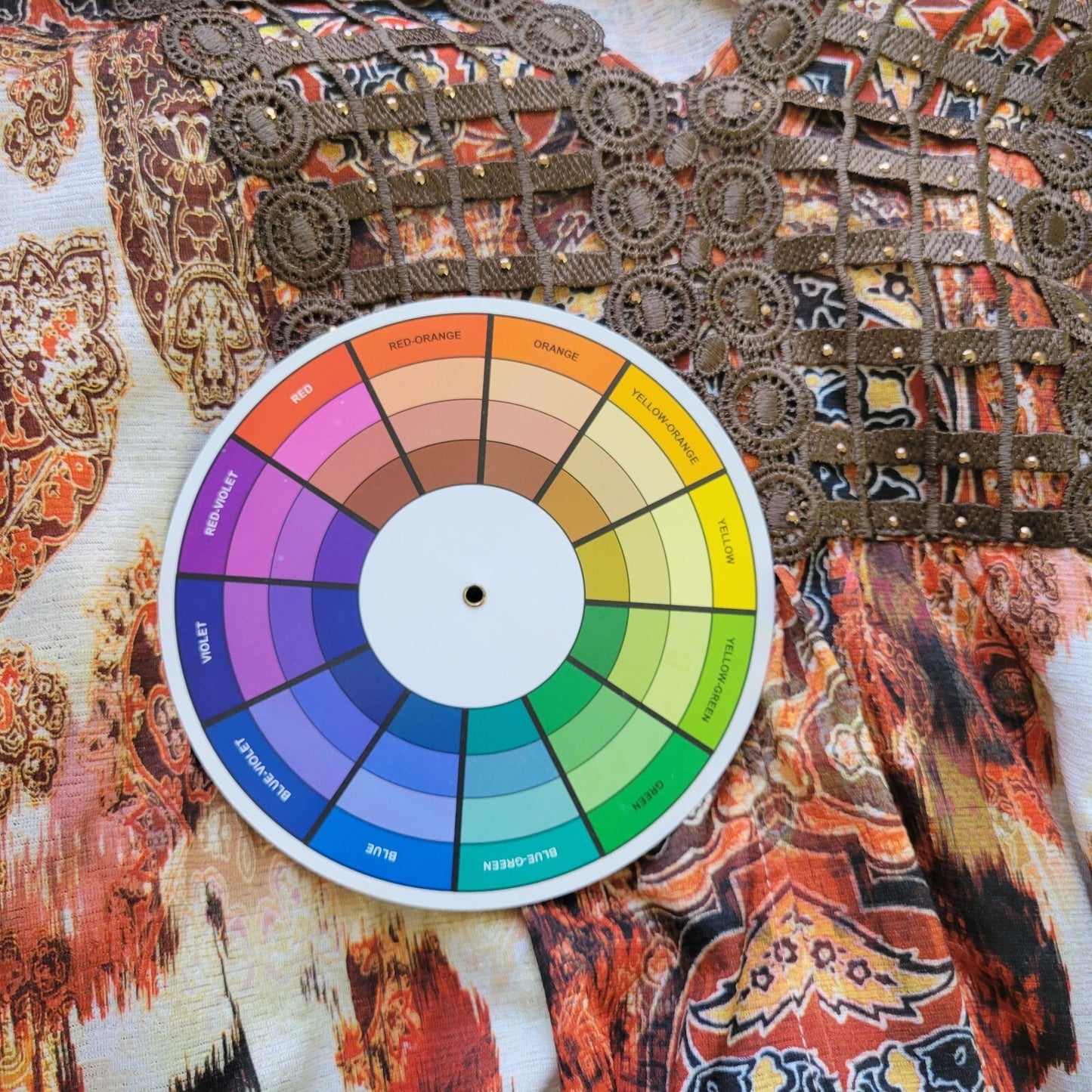 Live Let Live Womens Top XXXL Tunic Orange Paisley Crochet Poly Blend Studded