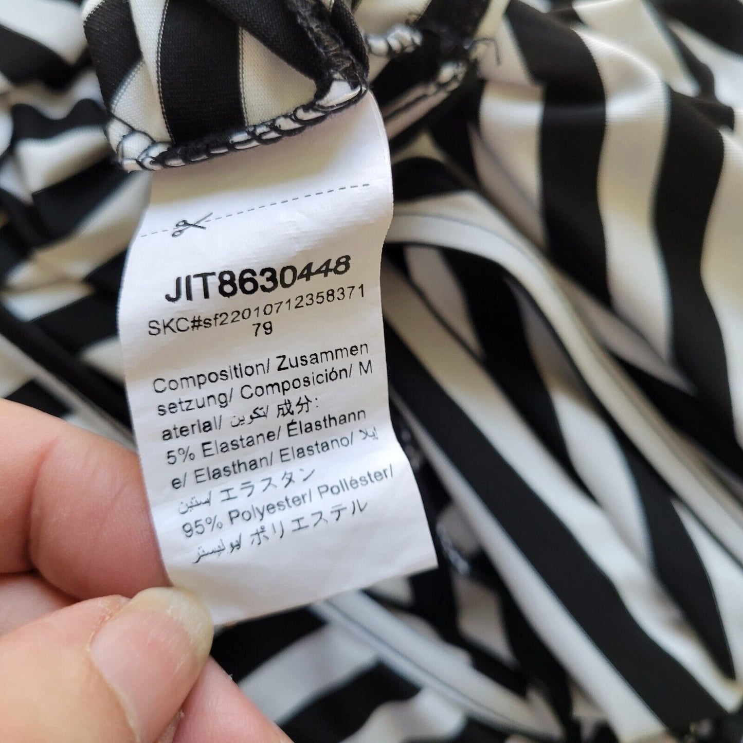 Shein Womens Skirt 4XL Midi Pull On Black Stripe Knotted Waist Slit Lightweight