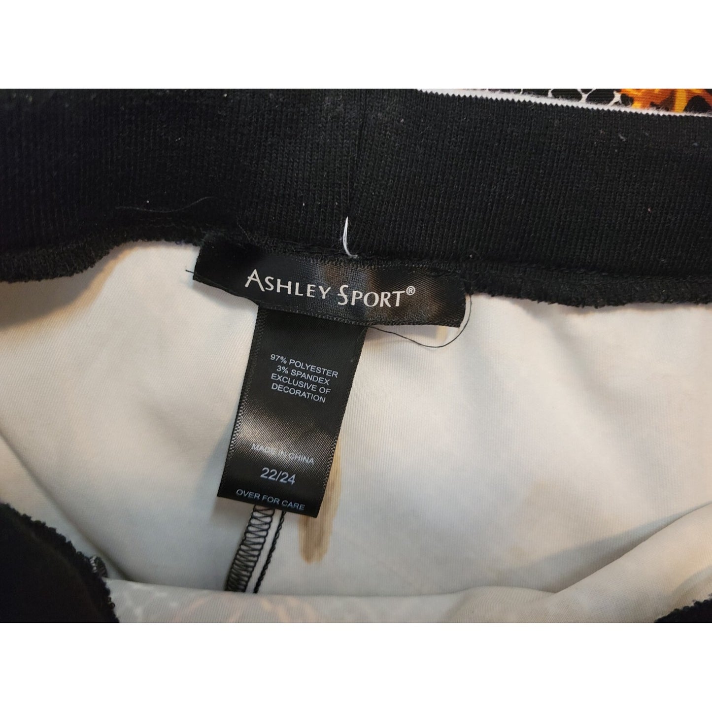 Ashley Sport Women Pants 22 24 Plus Jogger Pull On Comfy Animal Print Poly Blend