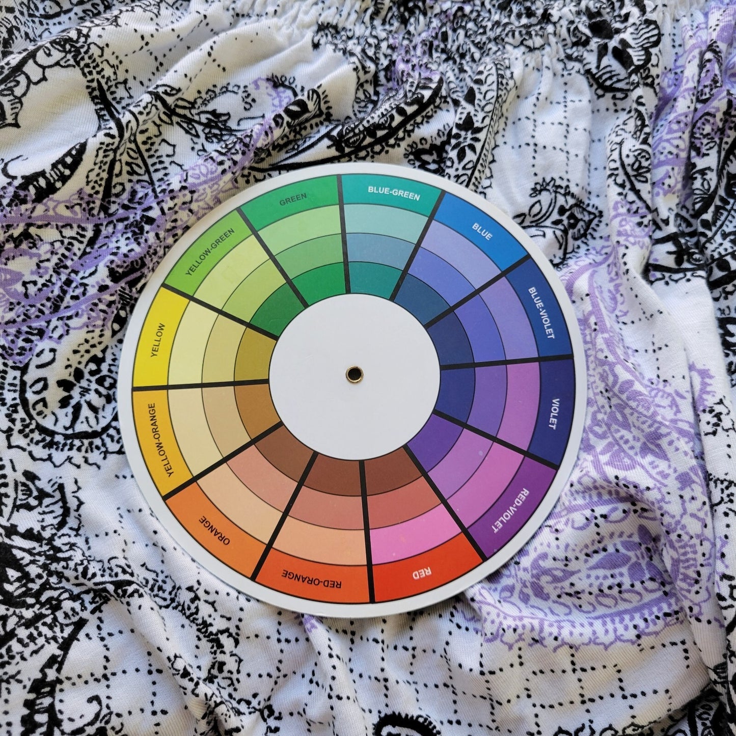 Croft Barrow Womens Top 2X Plus Short Sleeve Purple Black Paisley Casual Cinched