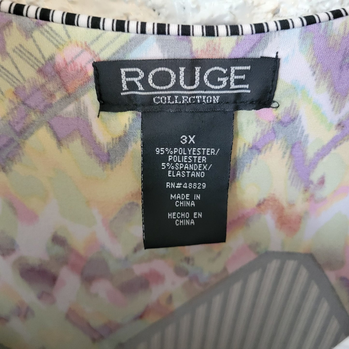 Rouge Women 3X Plus Maxi Dress Geometric Ruffle Sleeveless Long Stretch