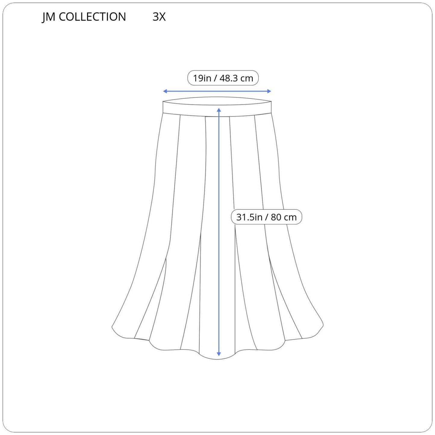 JM Collection Womens Skirt 3X Plus ALine Abstract Blue Geometric Poly Blend