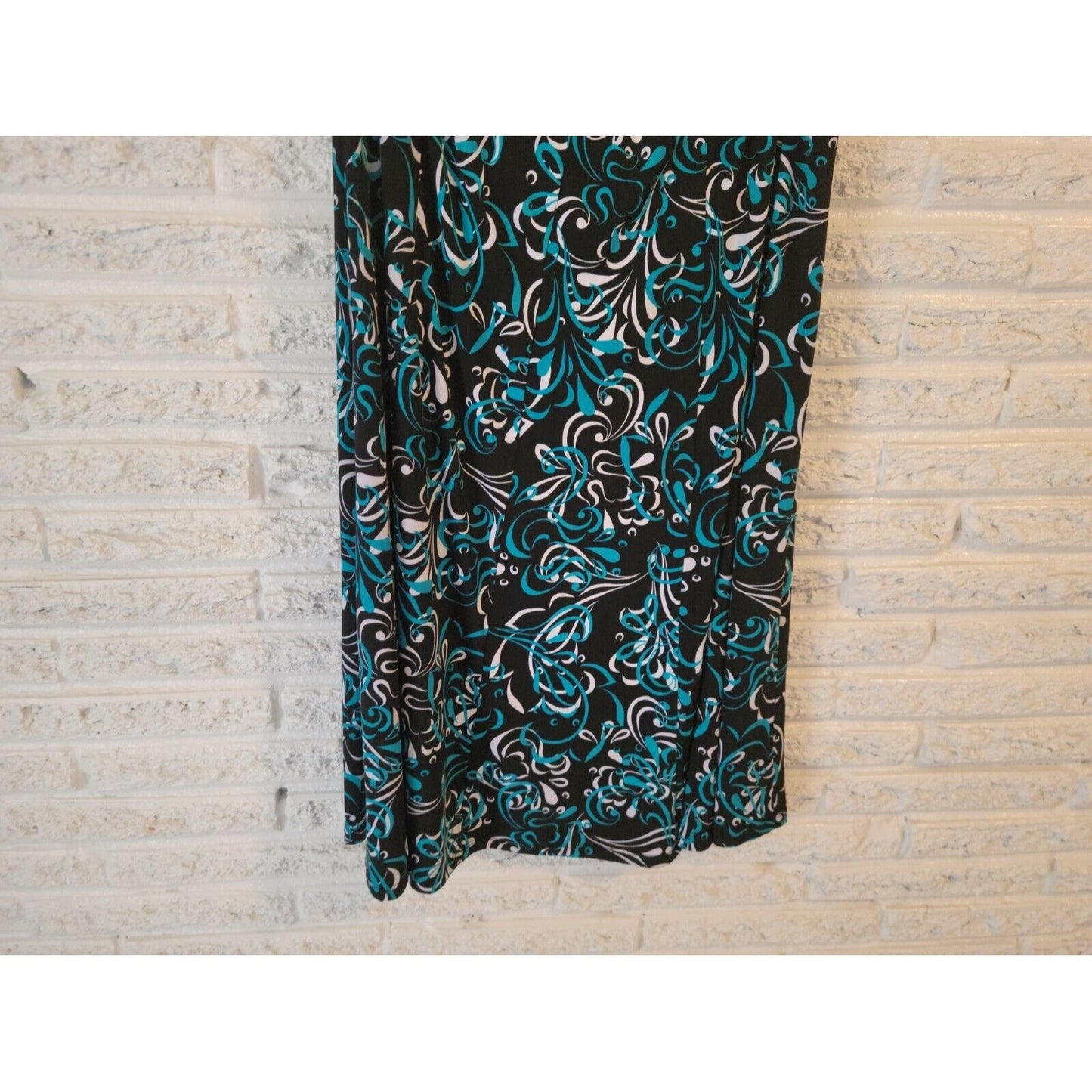 JM Collection Womens Skirt 3X Plus ALine Abstract Blue Geometric Poly Blend